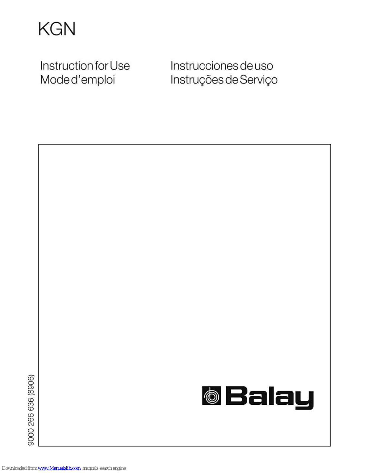 BALAY 3KFE3082, 3KFP7669, 3KFP7965, 3KFP7765, 3KFP7865 User Manual