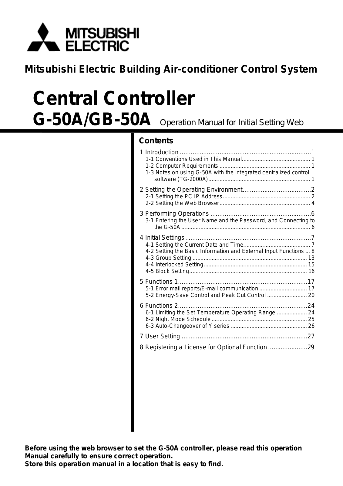 Mitsubishi Electronics GB-50A, G-50A User Manual