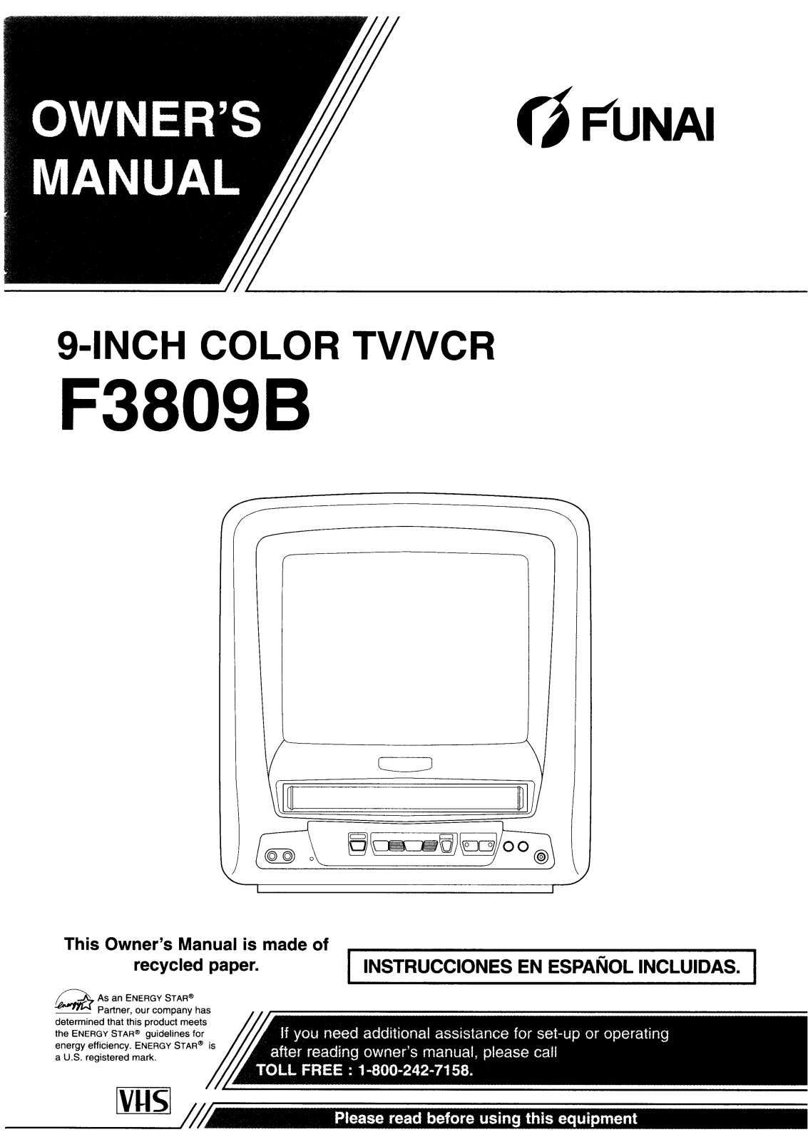 FUNAI F3809B User Manual