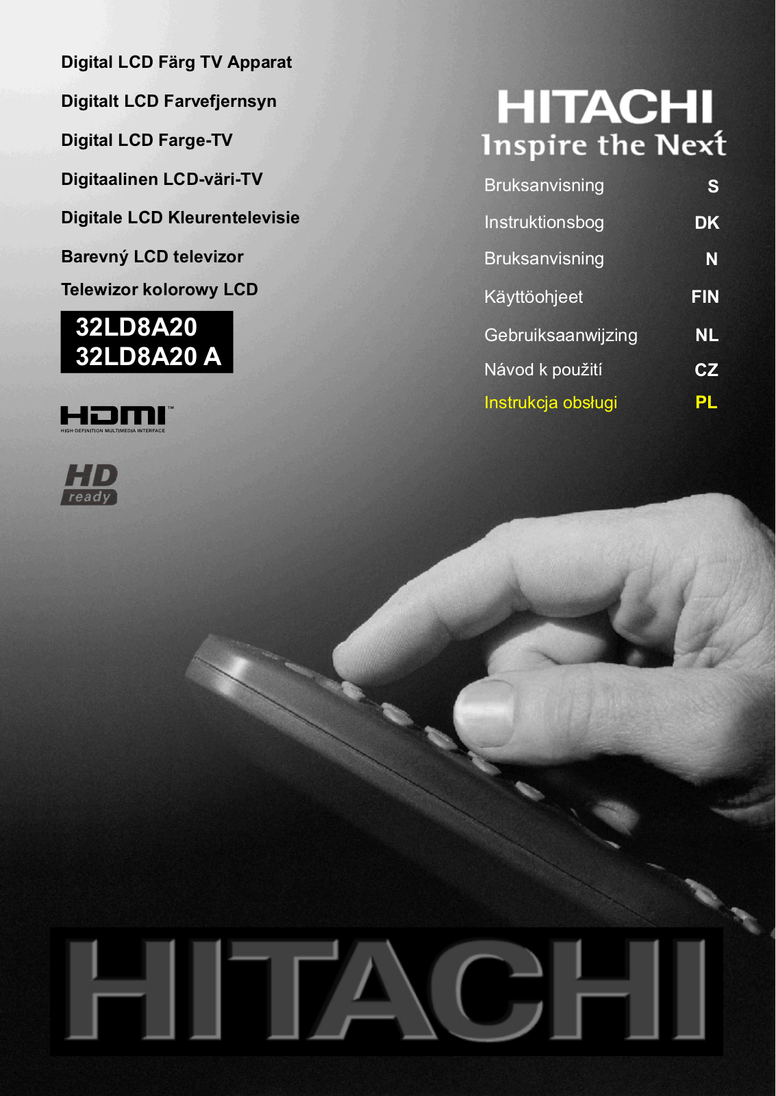 Hitachi 32LD8A20A, 32LD8A20 User Manual