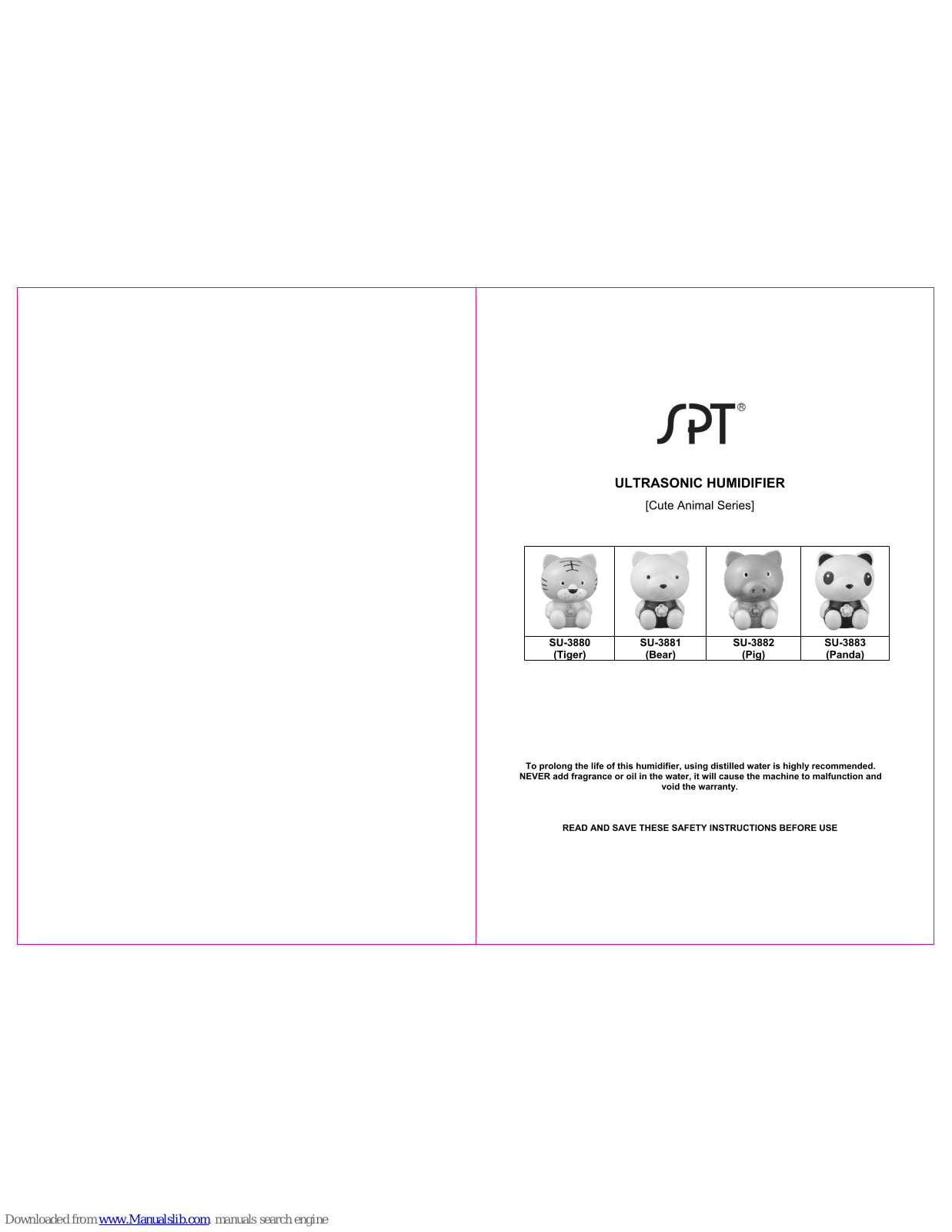 SPT SU-3881, SU-3882, SU-3883 User Manual