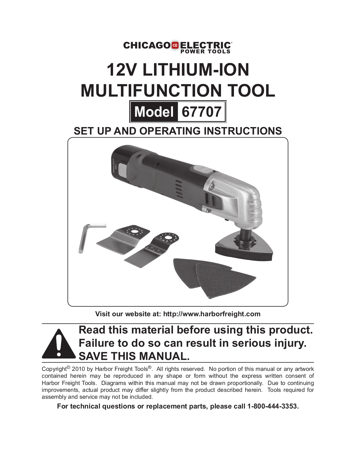 Chicago Electric 67707 User Manual