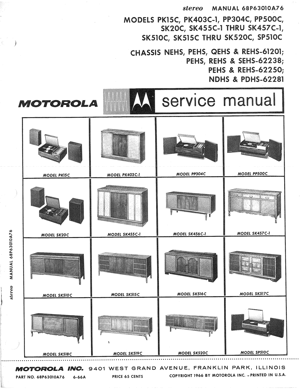 Moth Audio SP-510-C, PK-15-C, PK-403-C-1, PP-304-C, PP-500-C Service manual