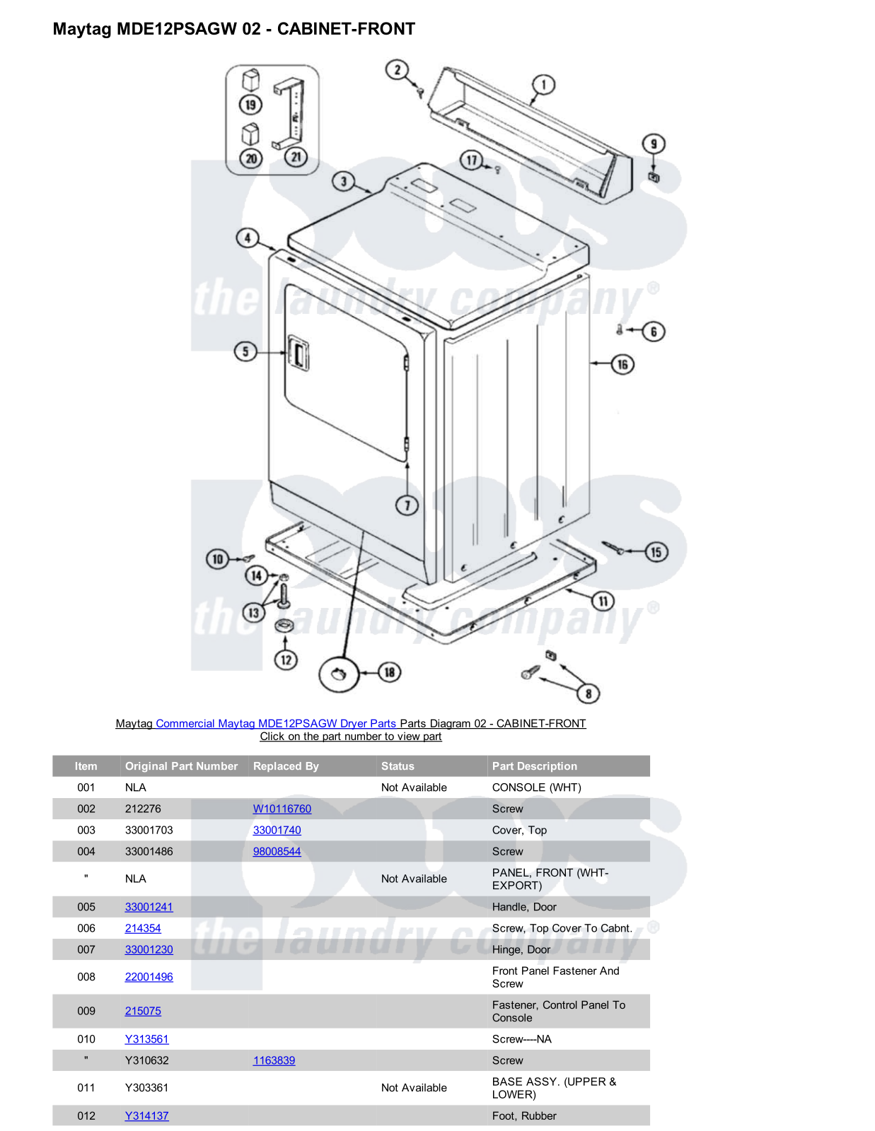 Maytag MDE12PSAGW Parts Diagram