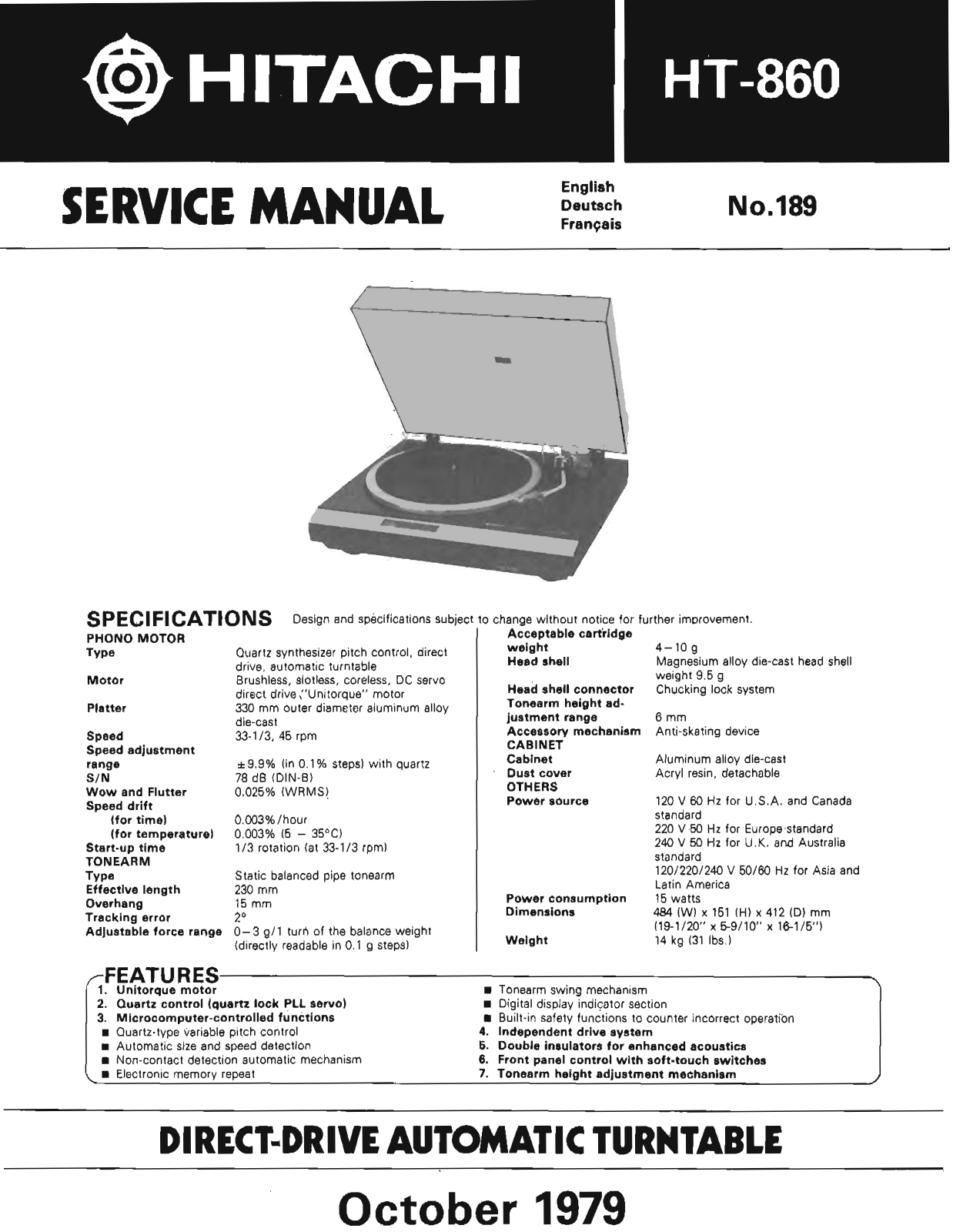 Hitachi HT-860 Service Manual