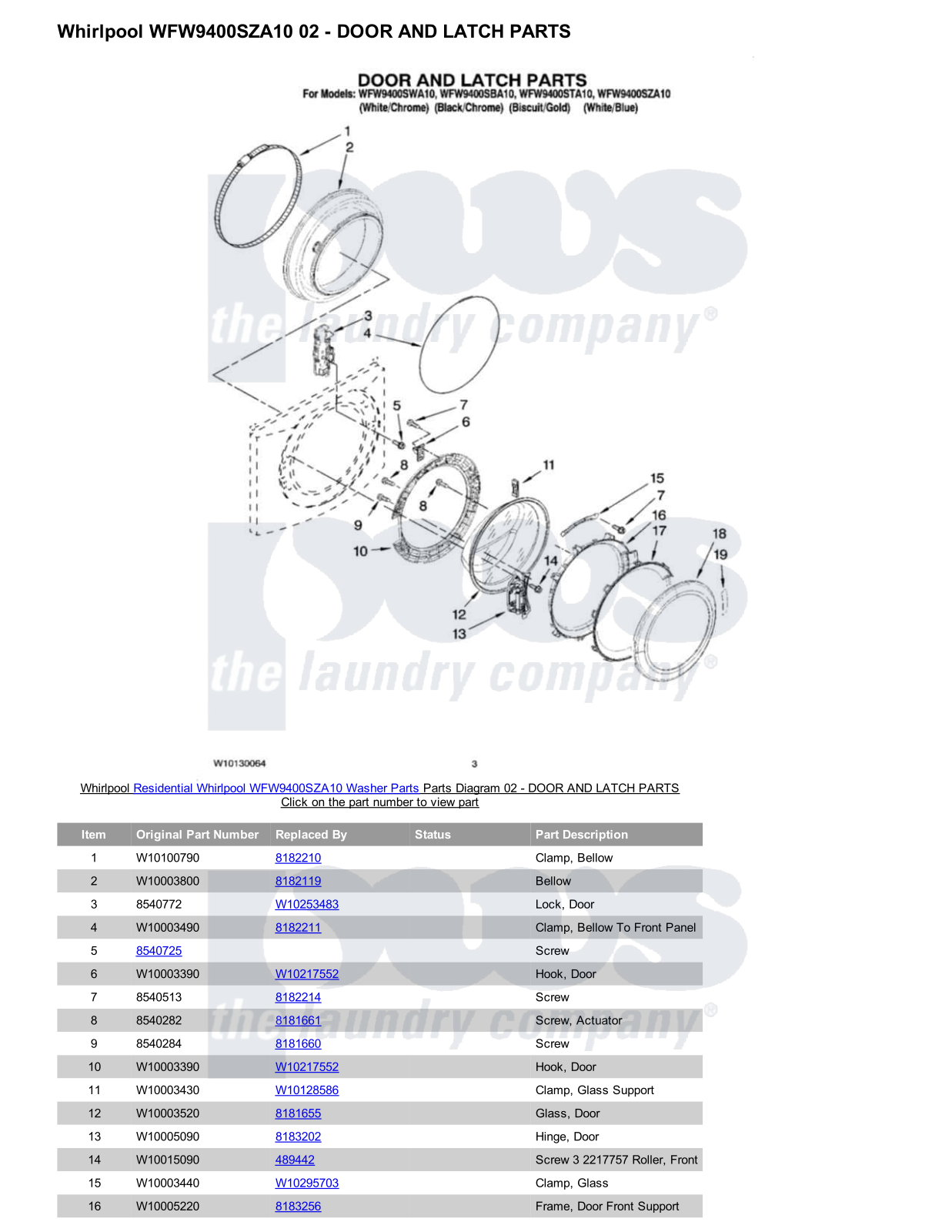 Whirlpool WFW9400SZA10 Parts Diagram