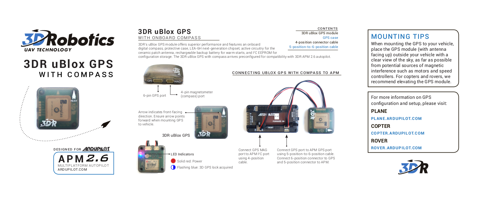 3D Robotics u-blox GPS+Compass User Manual