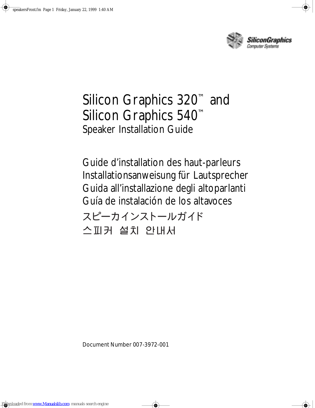 Silicon Graphics 320, 540 Installation Manual - ManualMachine.com