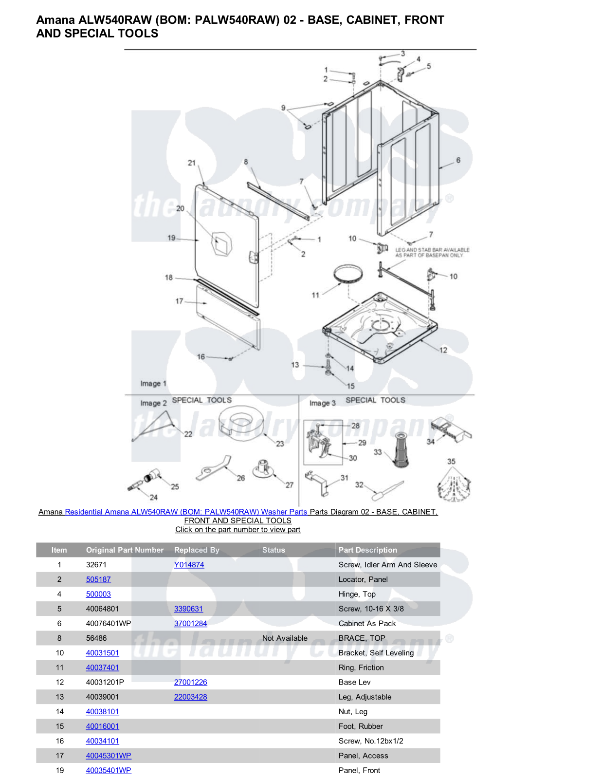 Amana ALW540RAW Parts Diagram