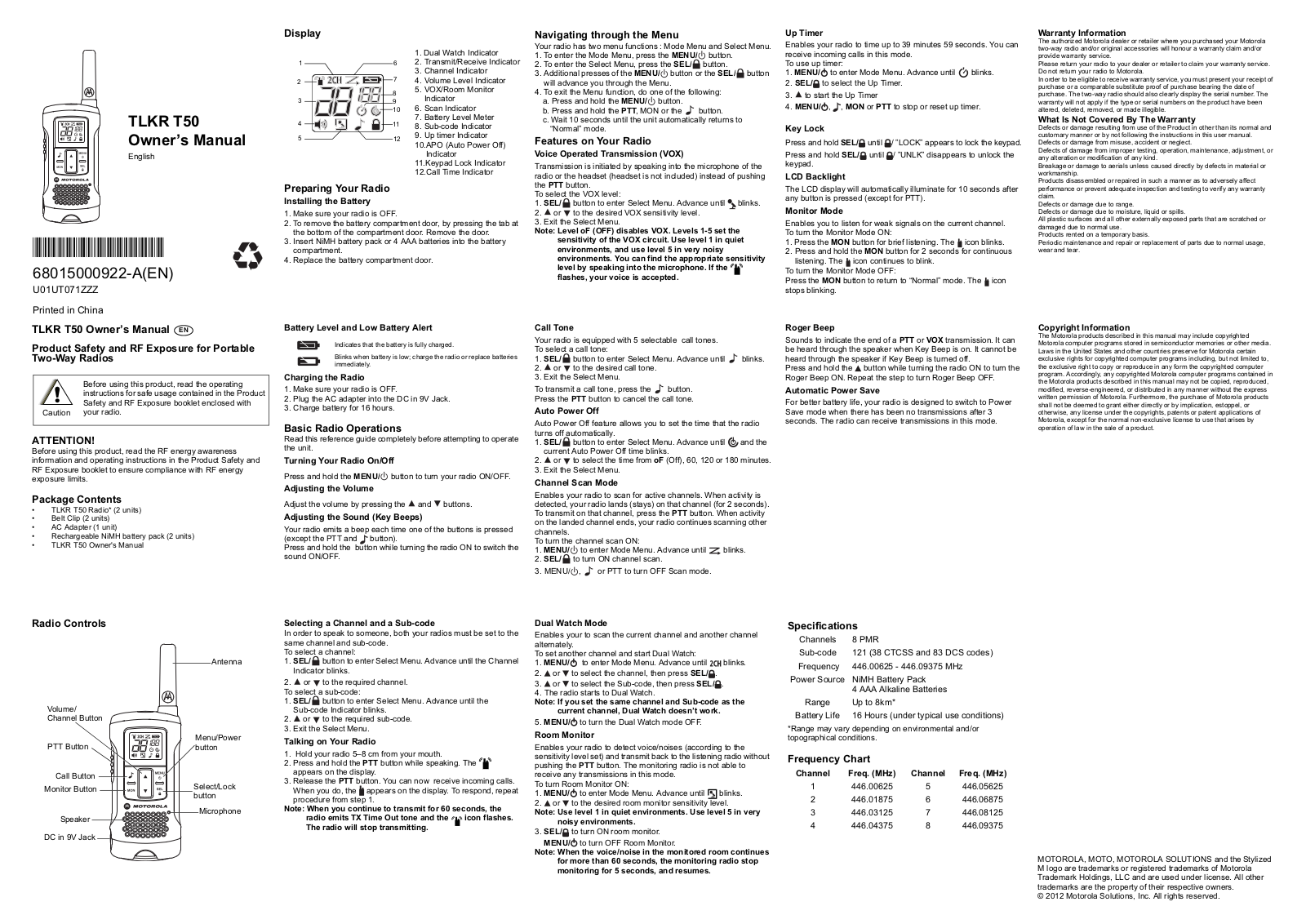 Motorola TLKR T50 User Manual