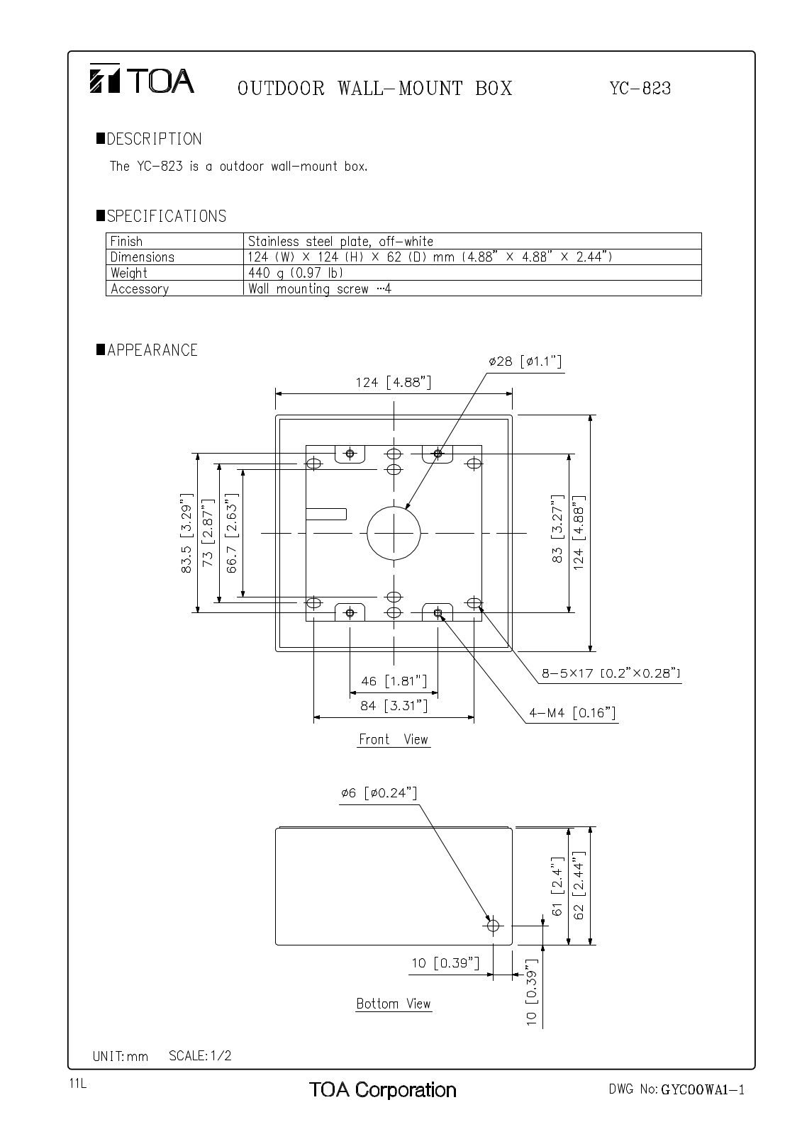 TOA YC-823 User Manual