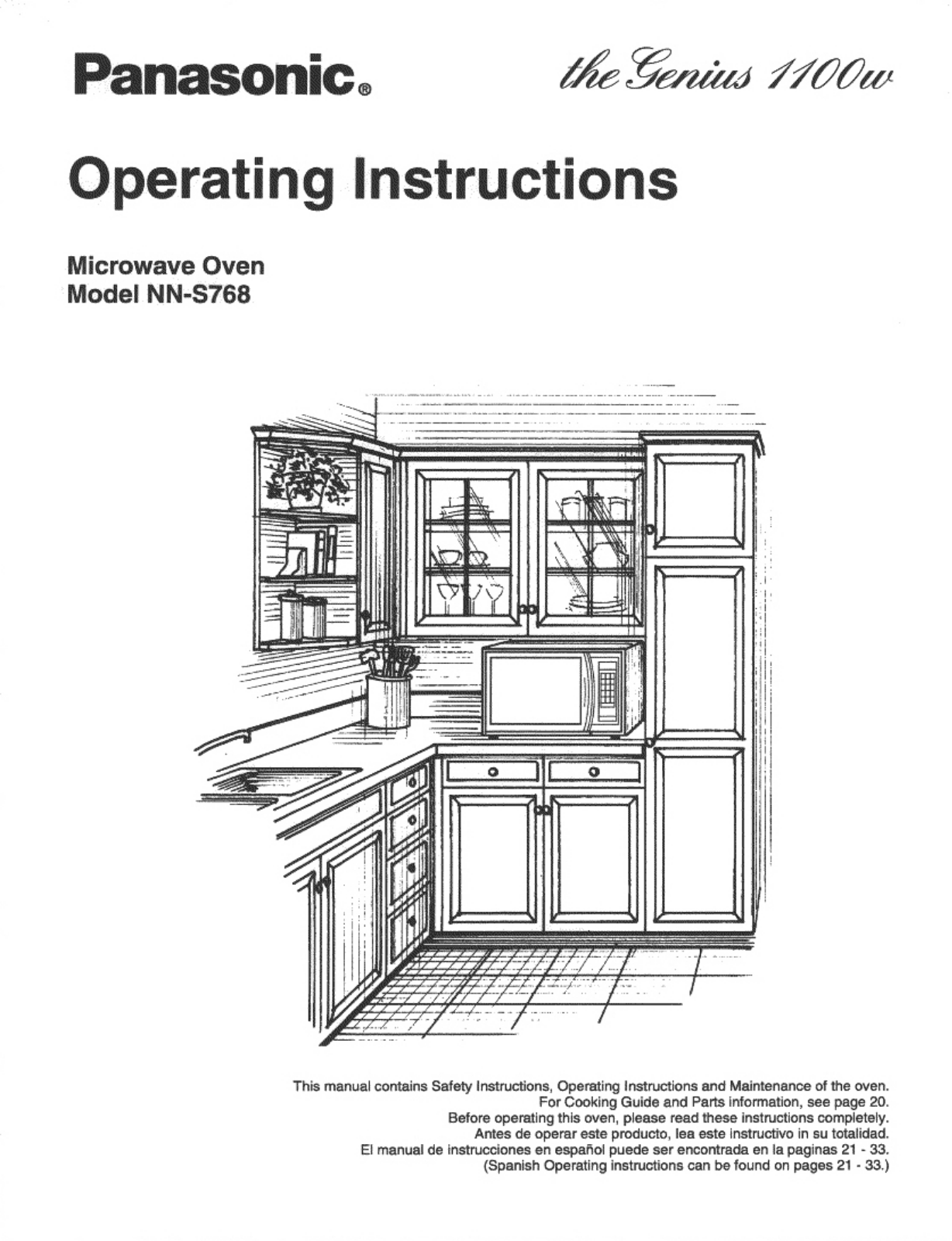 Panasonic NN-S768, NN-S768BAS, NN-S768WA, NN-S768WAS, NN-S768BA User Manual