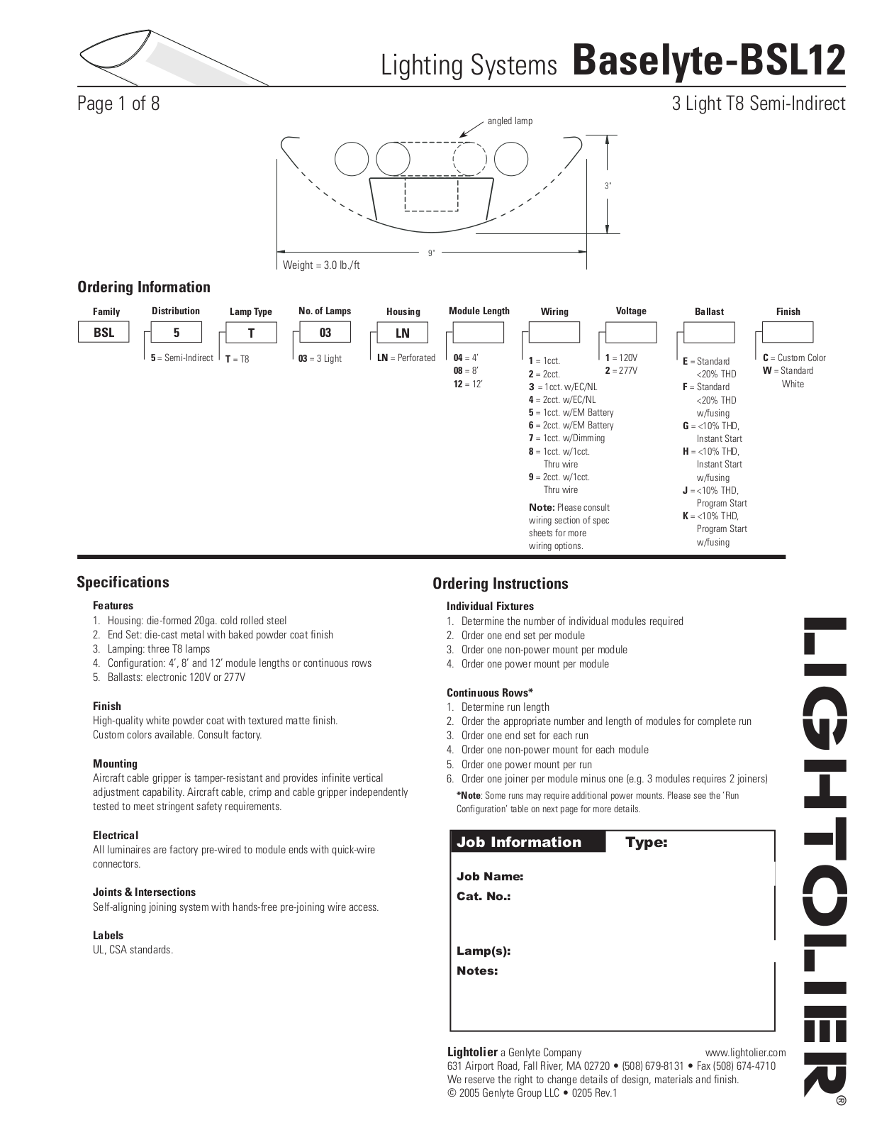 Lightolier BSL12 User Manual