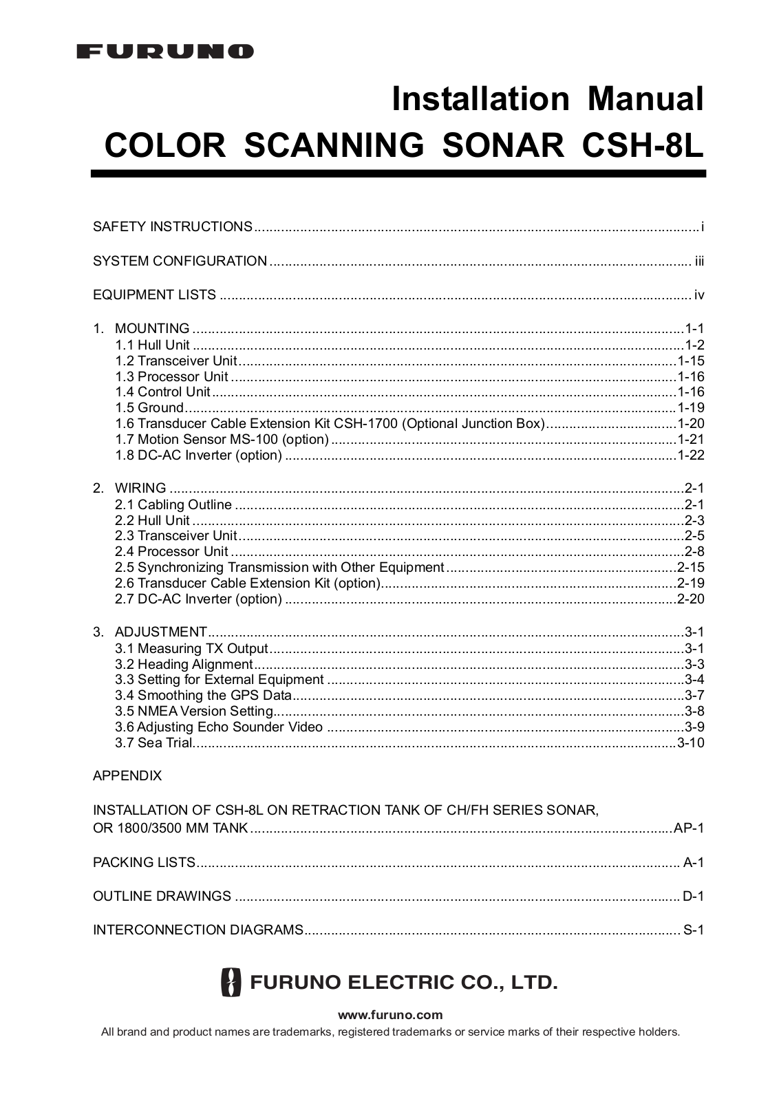 Furuno CSH-8L User Manual