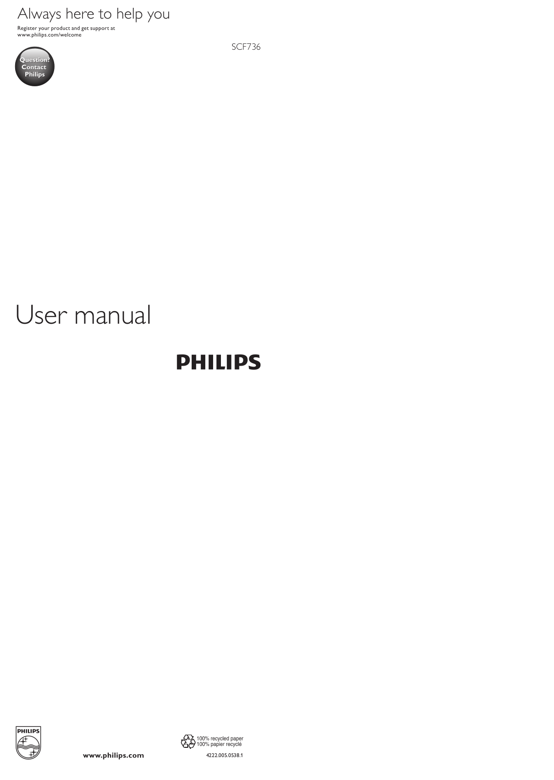 Philips SCF736/00 User Manual