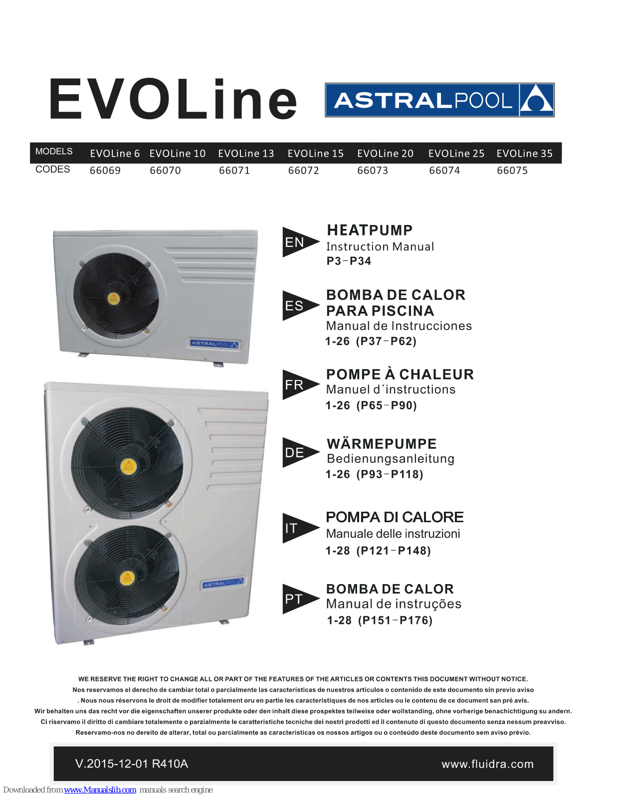 Astralpool EvoLine 6, EvoLine 10, EvoLine 20, EvoLine 25, EvoLine 35 Instruction Manual - ManualMachine.com