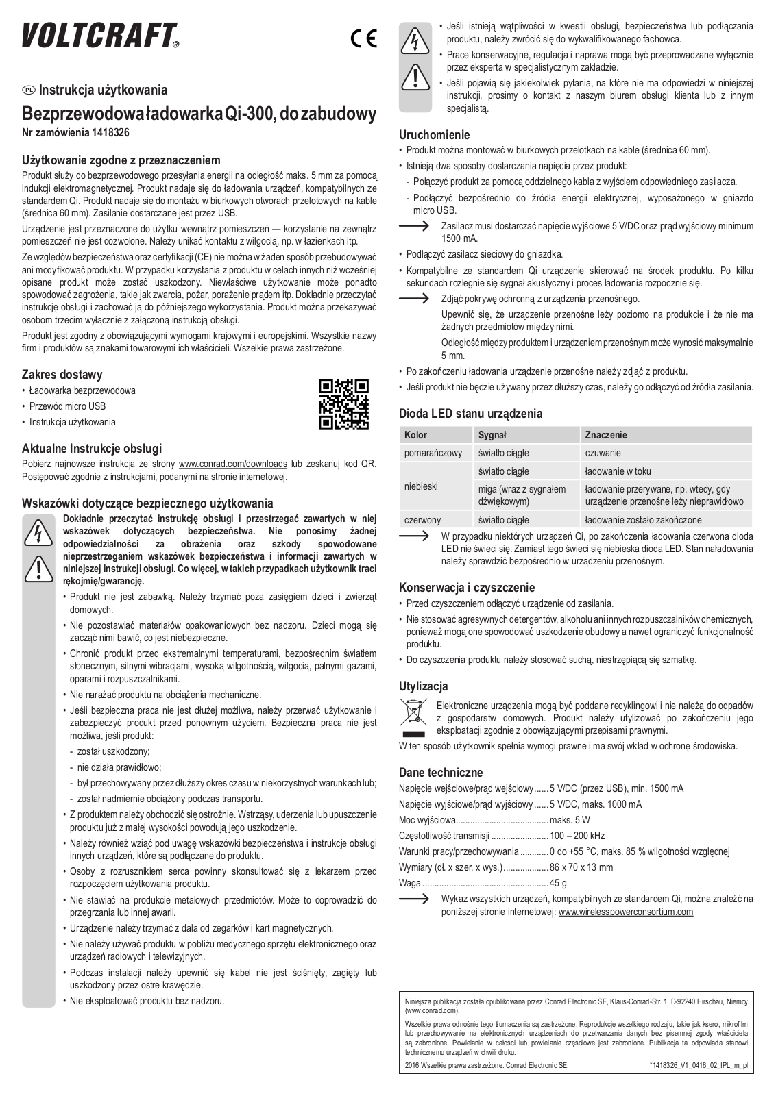 VOLTCRAFT Qi-300 Operating Instructions