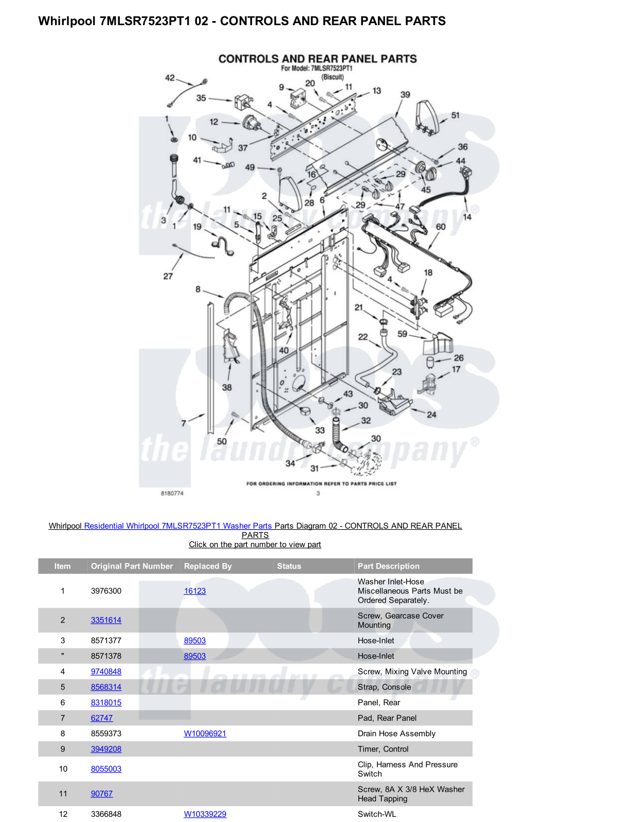 Whirlpool 7MLSR7523PT1 Parts Diagram