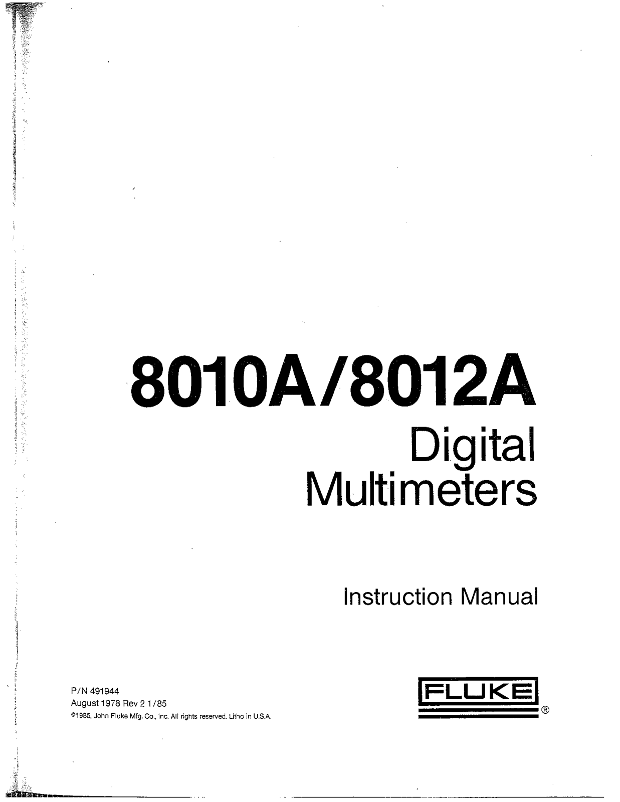 Fluke 8010A User Manual