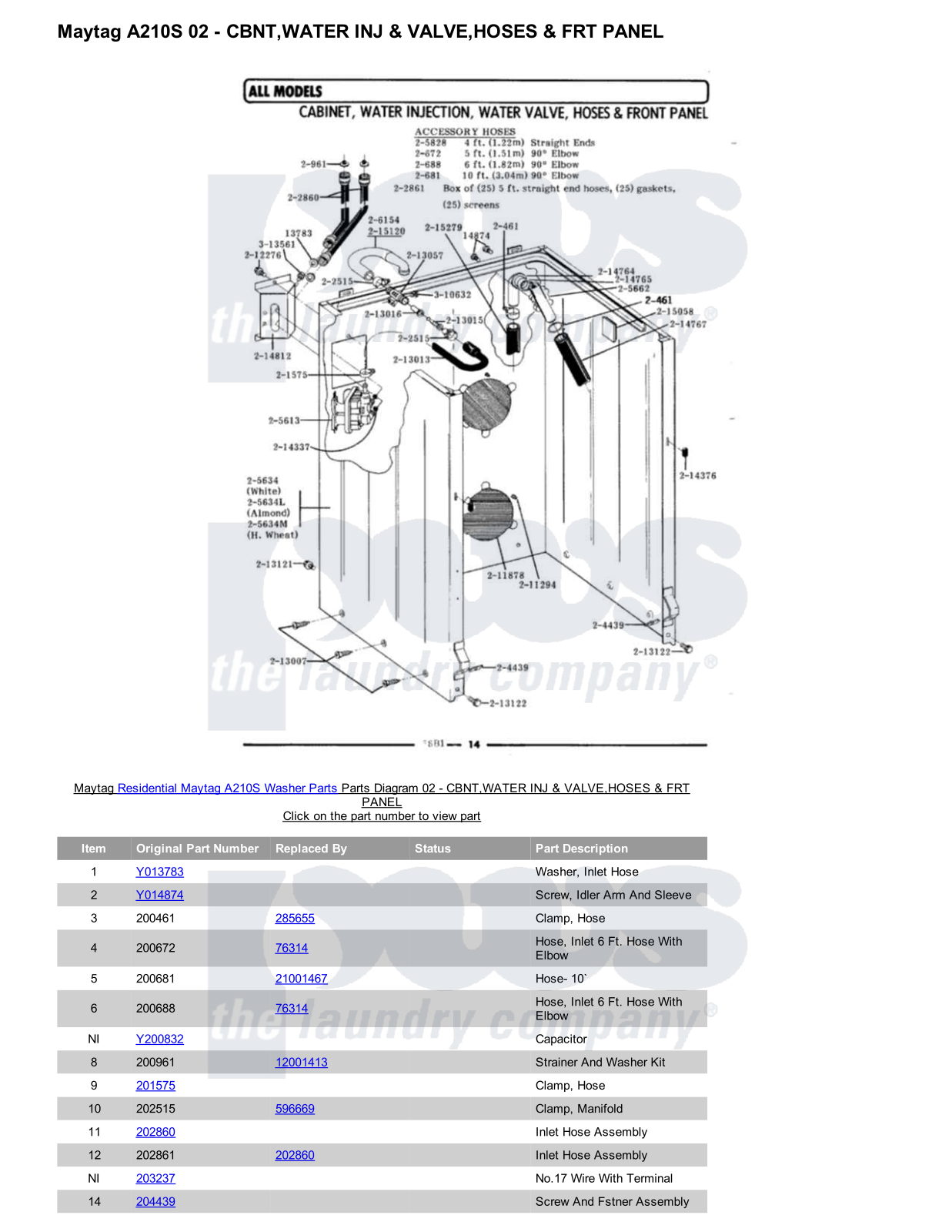 Maytag A210S Parts Diagram