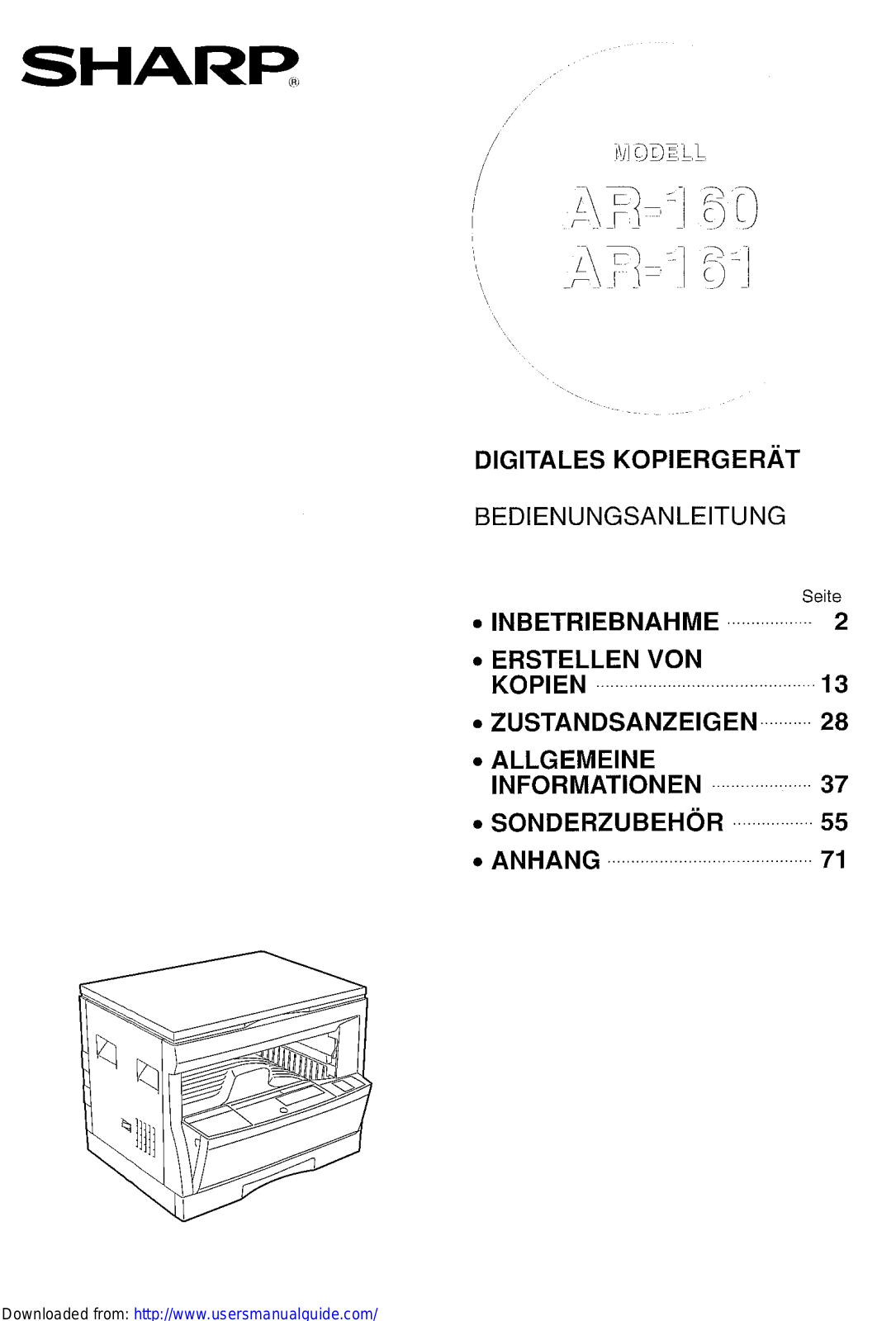 SHARP AR-160/161 User Manual