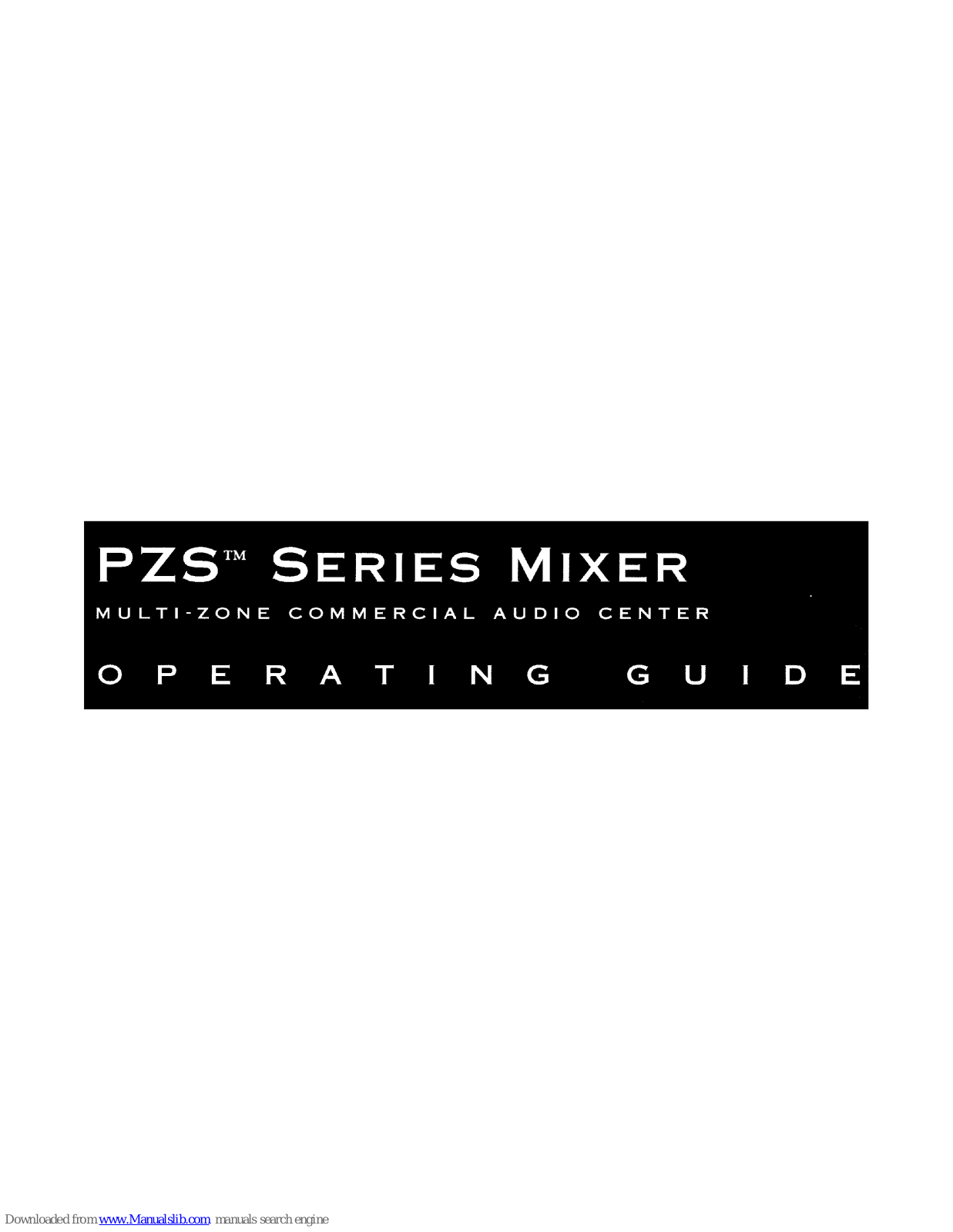 Peavey PZS 140, PZS 80, PZS Series Operating Manual