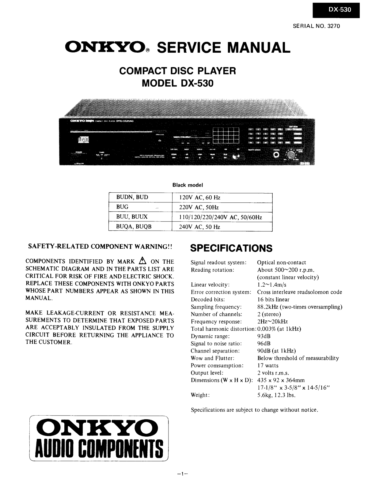 Onkyo DX-530 Service manual