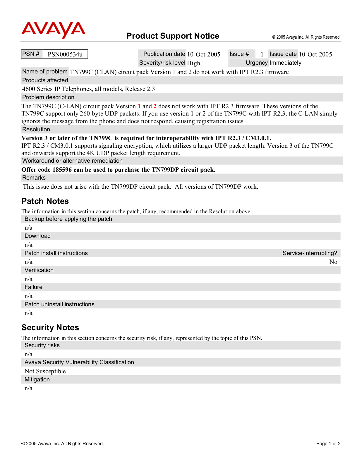 Avaya PSN000534u User Manual