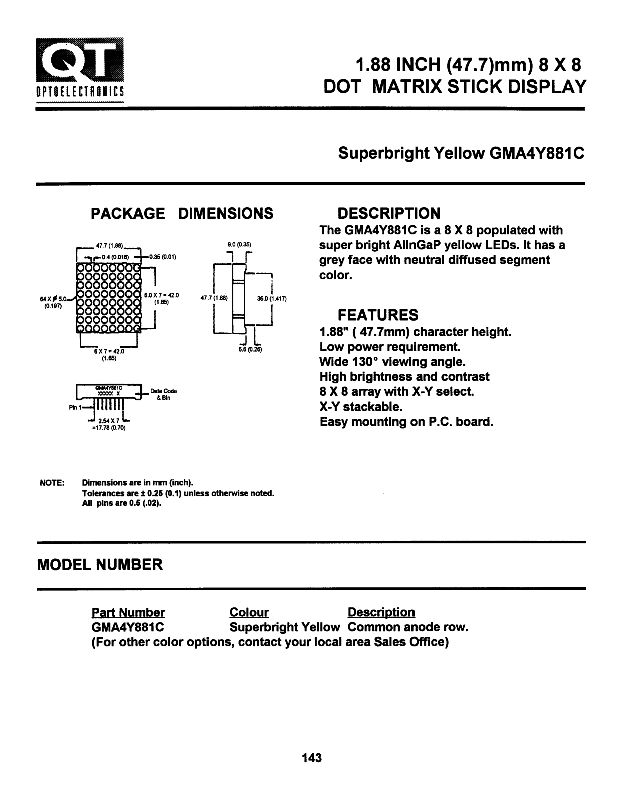 QT GMA4Y881C Datasheet