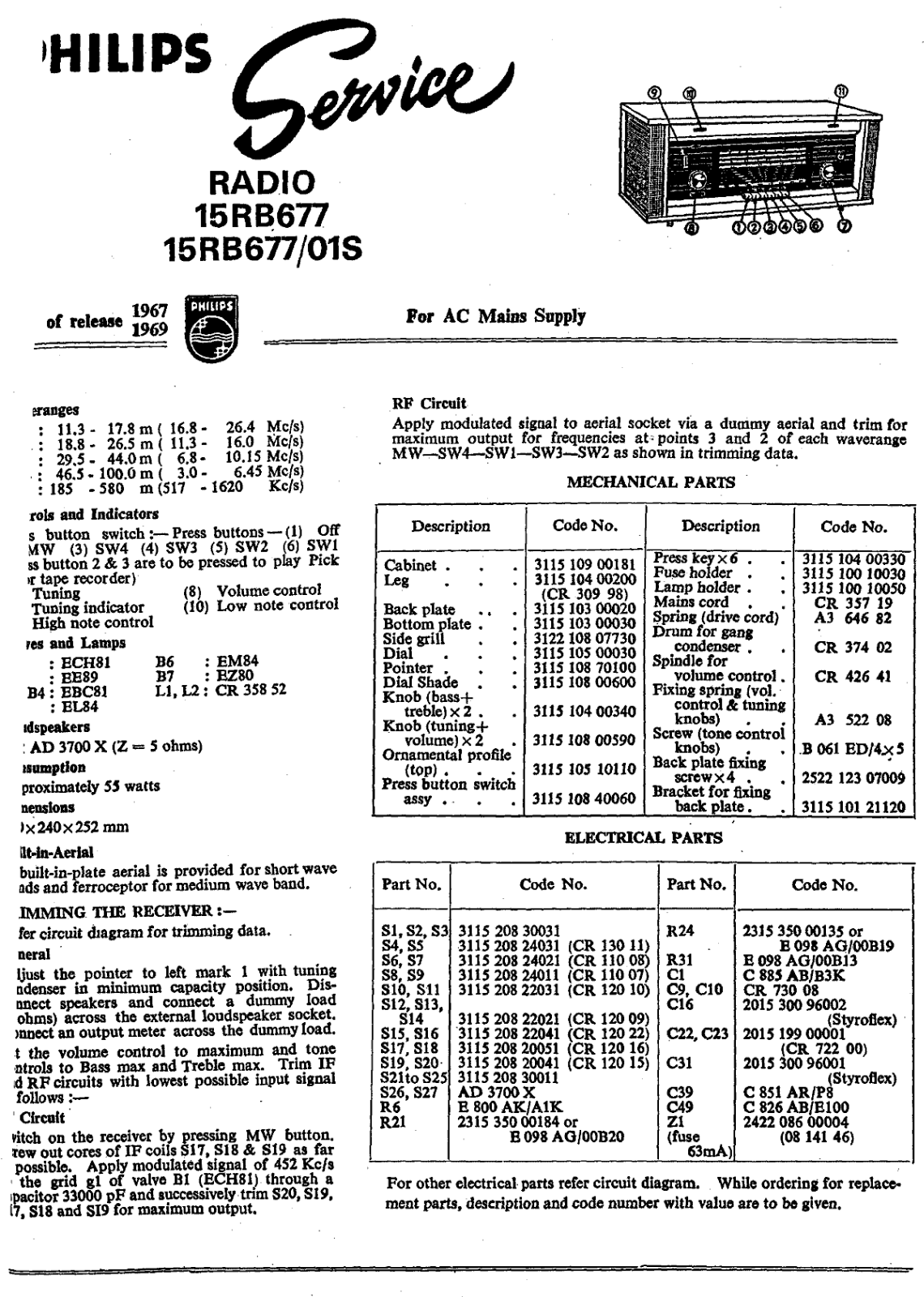 Philips 15-RB-677 Service Manual