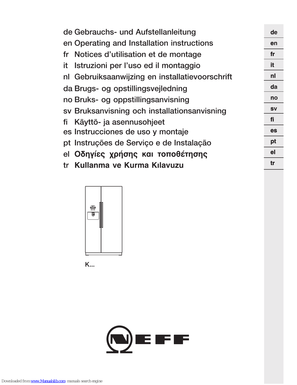 NEFF K3990X7GB Operating And Installtion Instructions