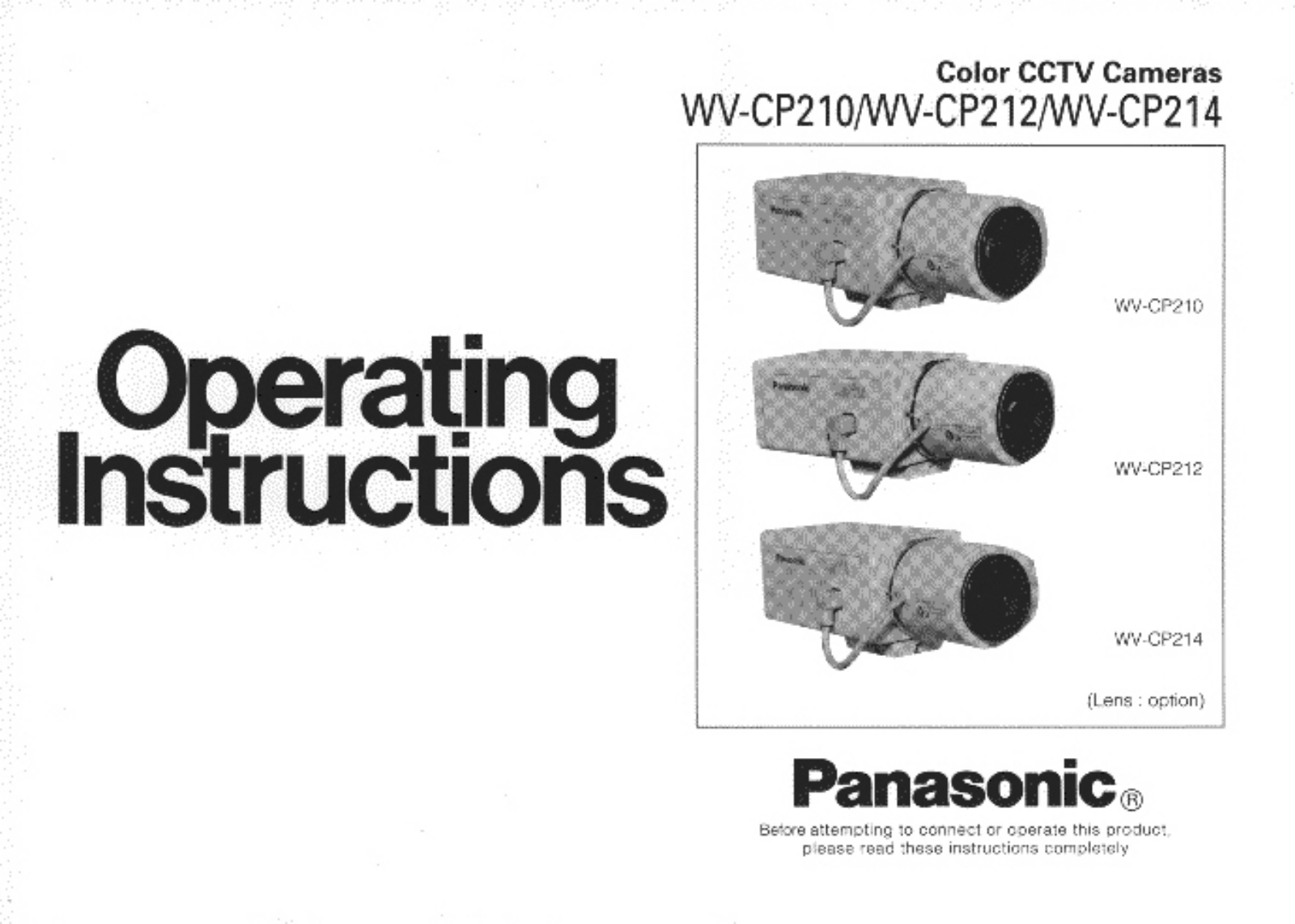 Panasonic WV-CP210, WV-CP212 User Manual