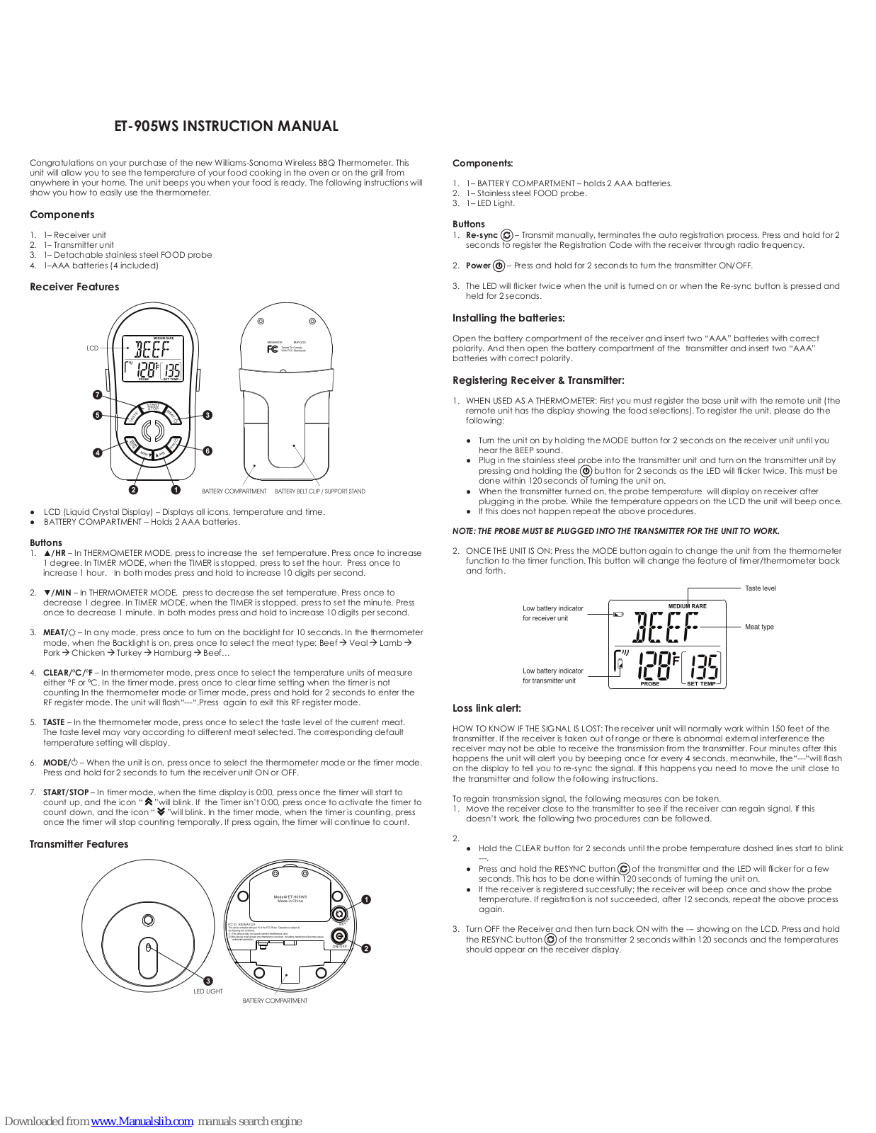 Maverick ET-905WS Instruction Manual