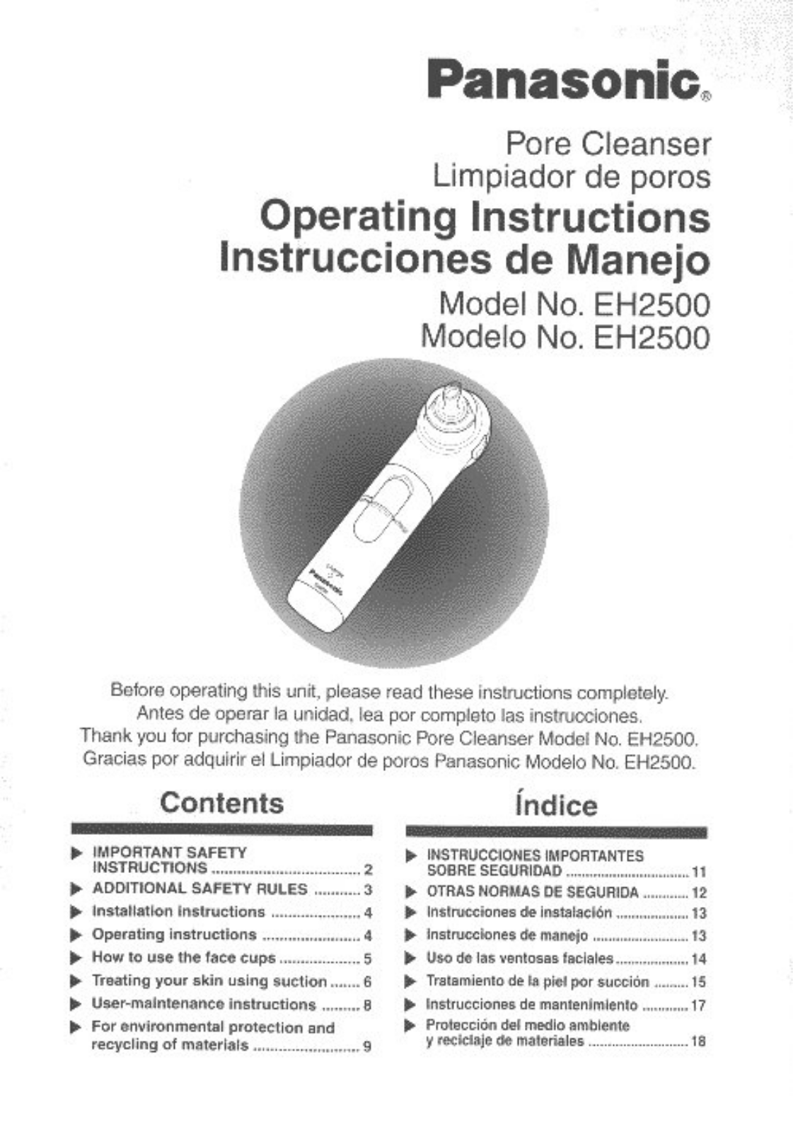 Panasonic EH2500 User Manual