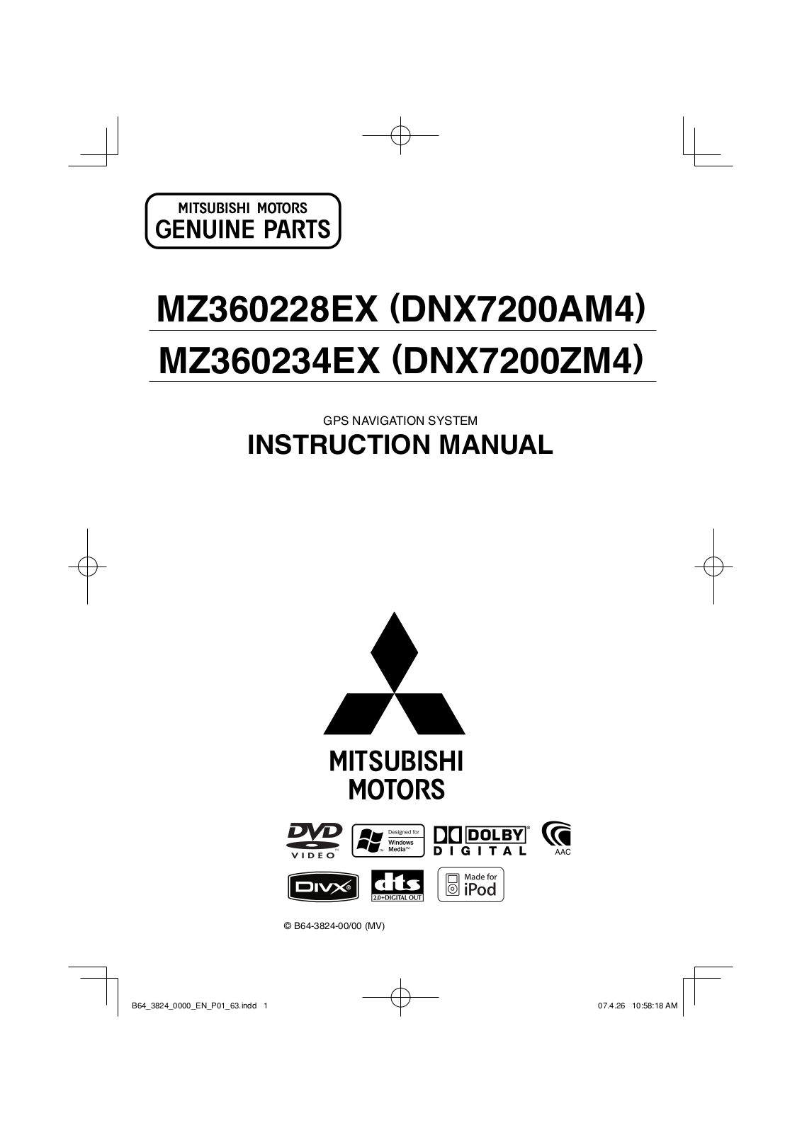 Mitsubishi B64-3824-00-00 User Manual