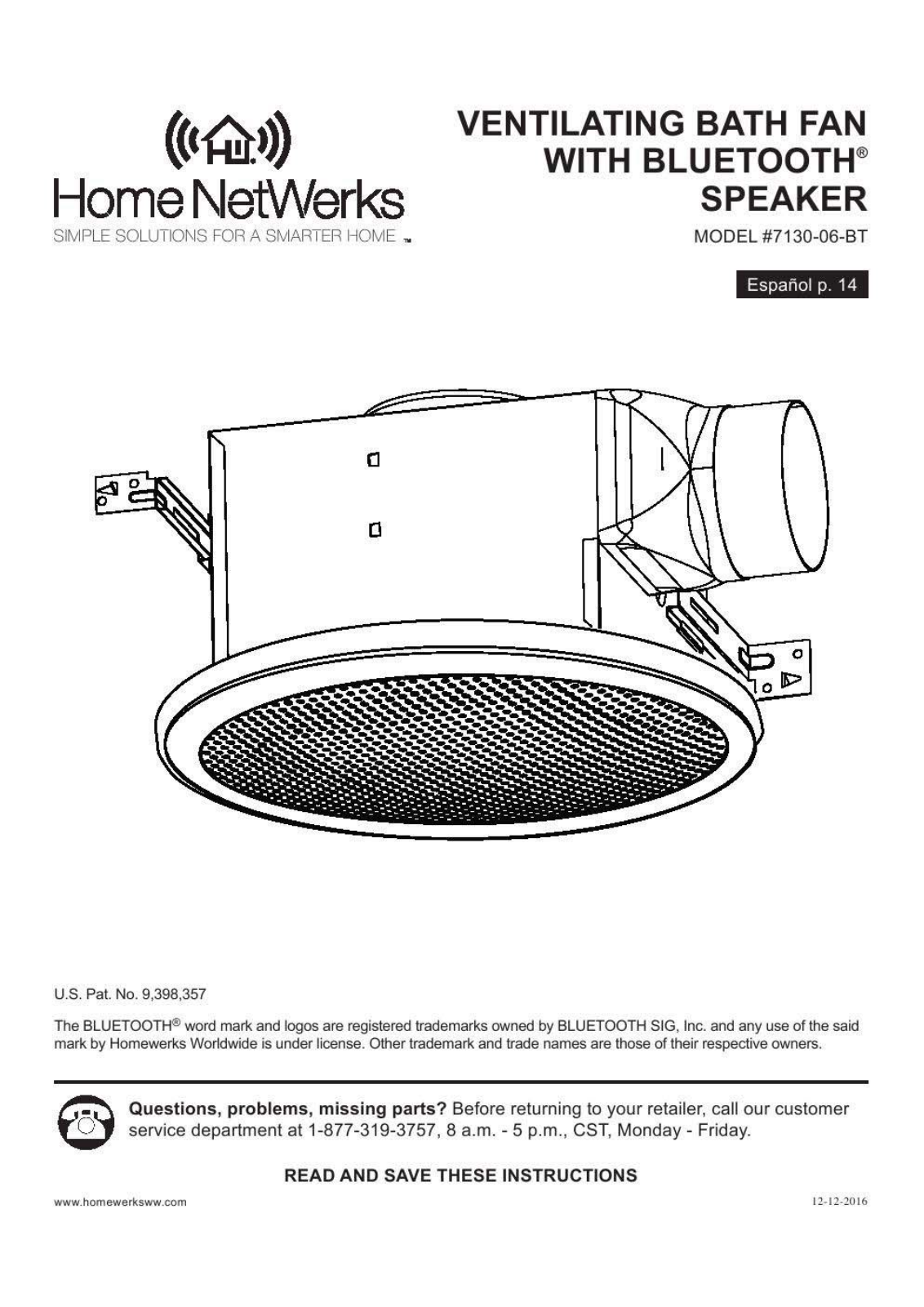 Homewerks Worldwide 7130 06 BT Users manual