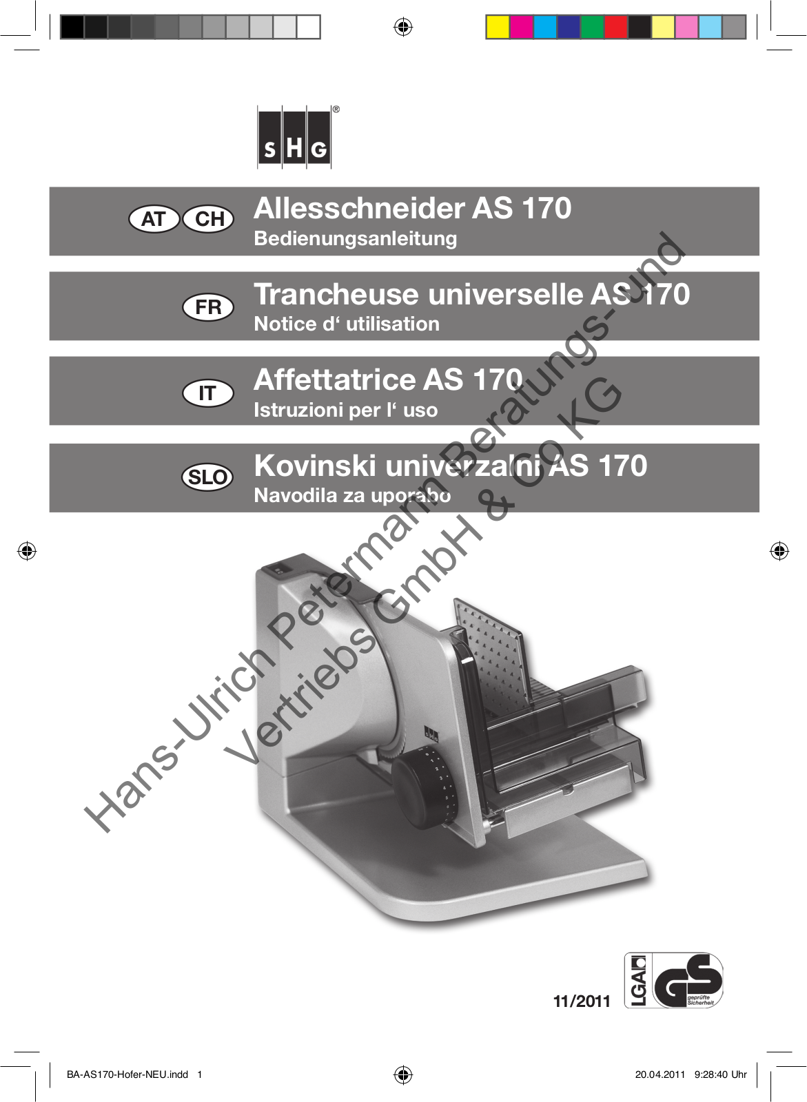 SHG AS 170 User Manual