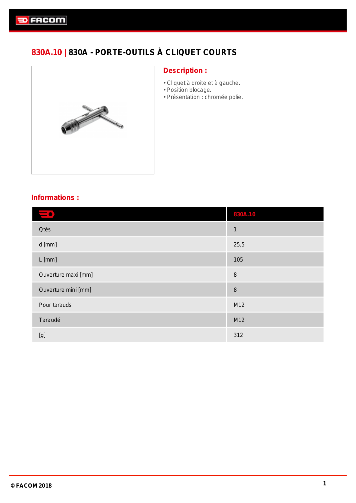 Facom 830A.10 Specification - ManualMachine.com