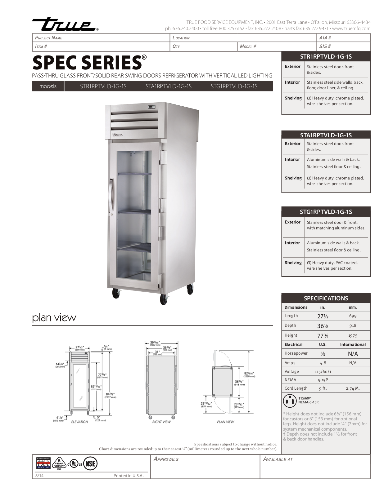 True STA1RPTVLD-1G-1S User Manual