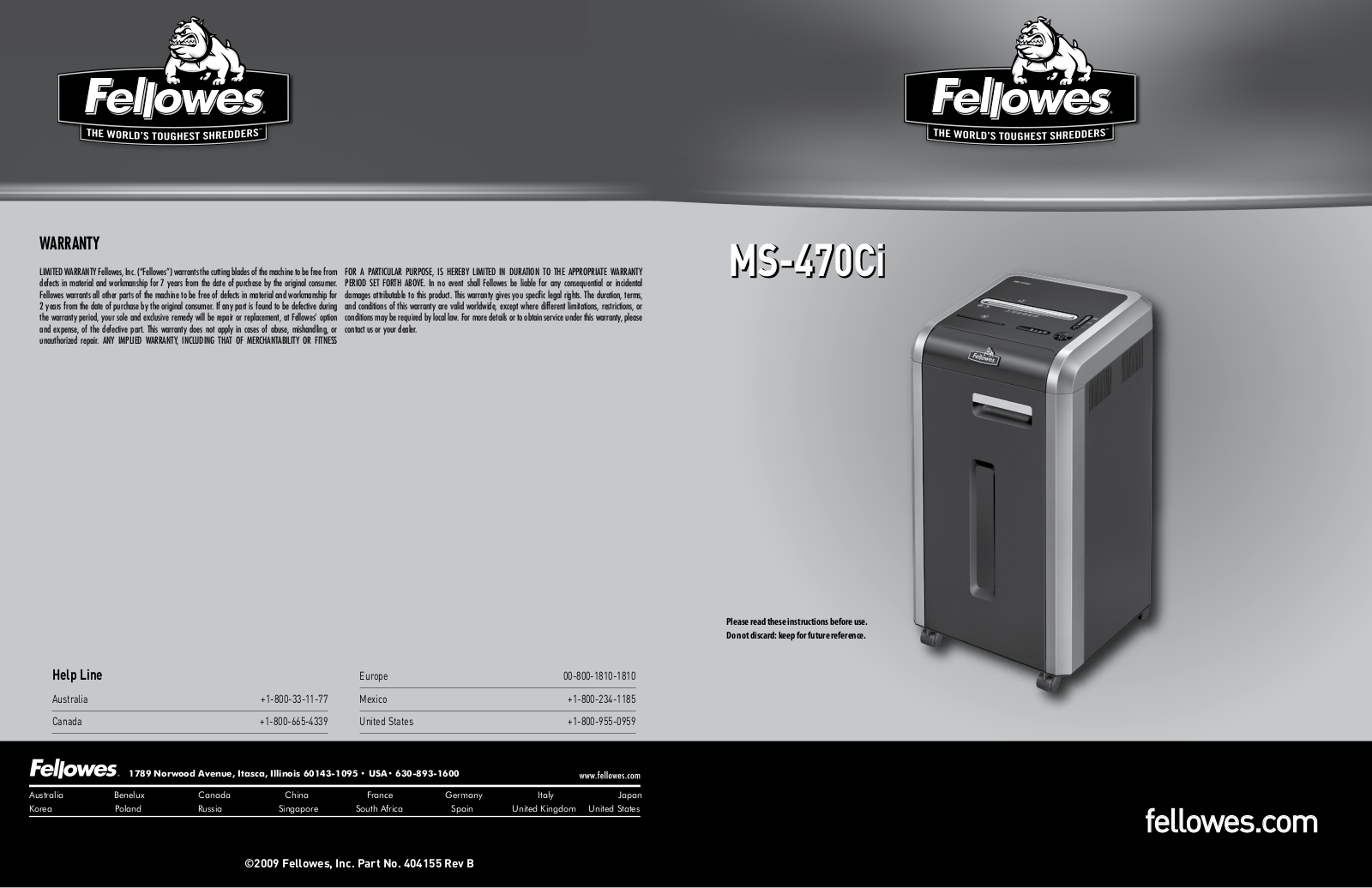 Fellowes MS-470Ci, MS-470C User Manual