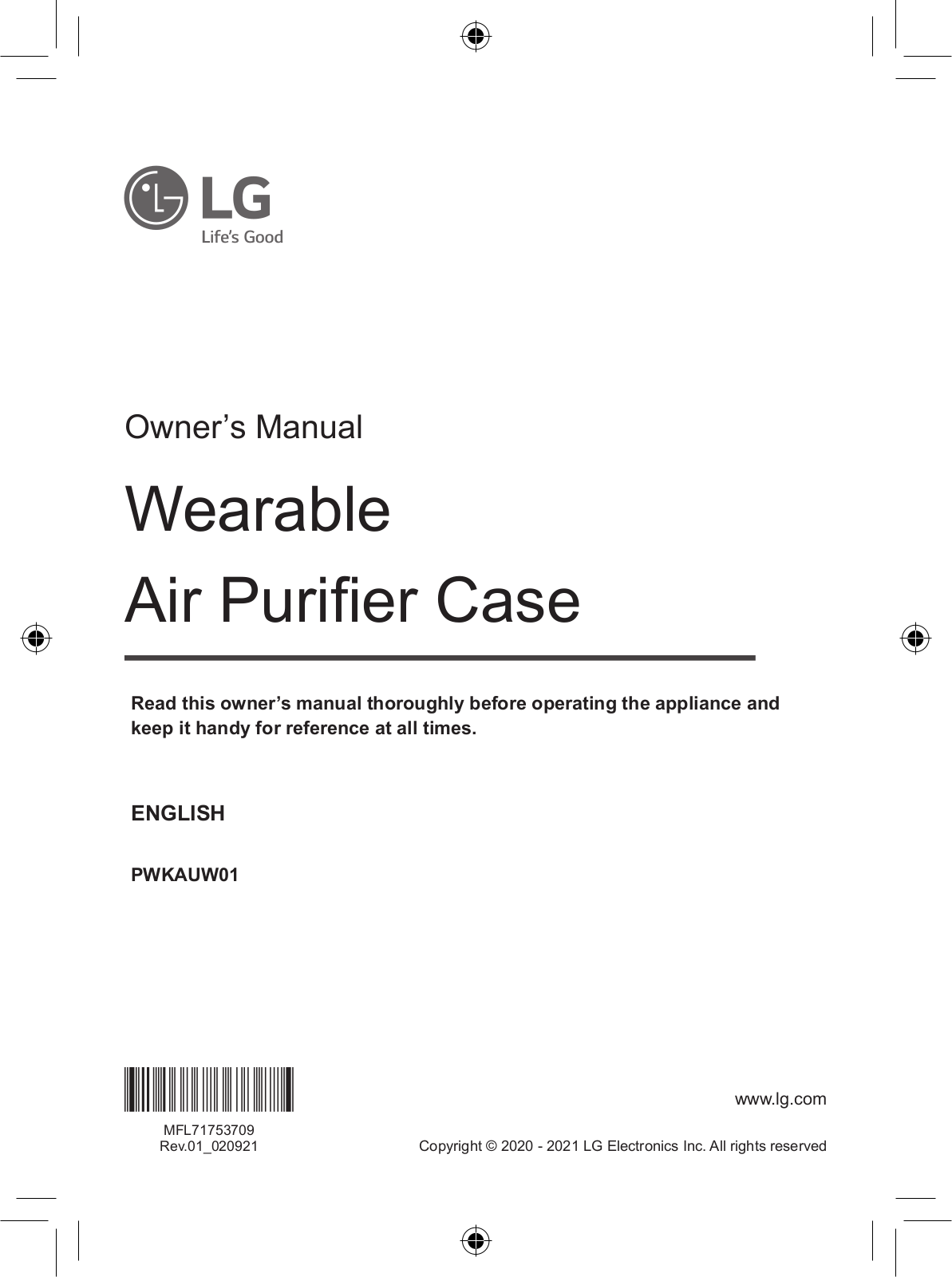 LG PWKAUW01 Owner’s Manual