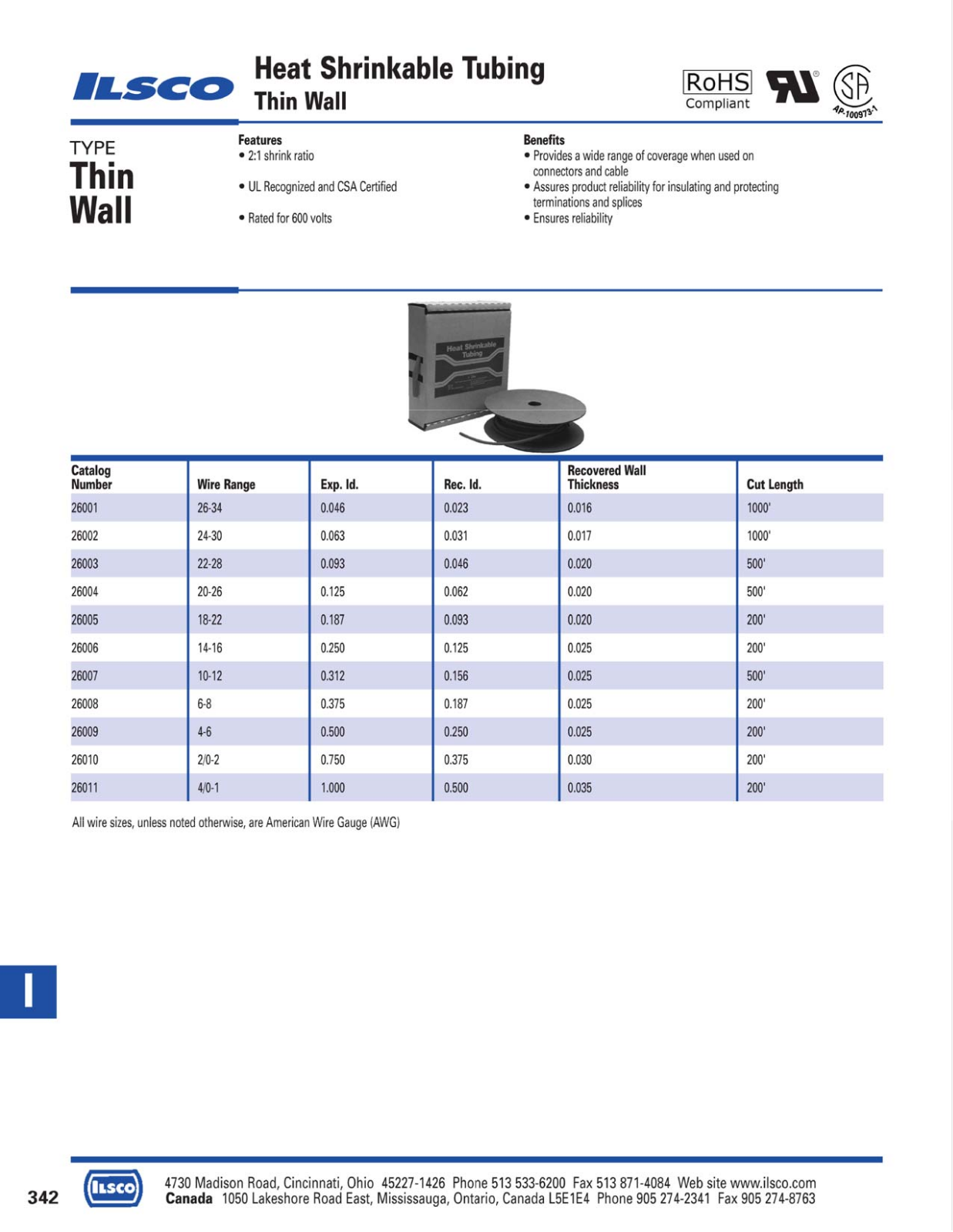 Ilsco Heat Shrinkable Tubing Catalog Page