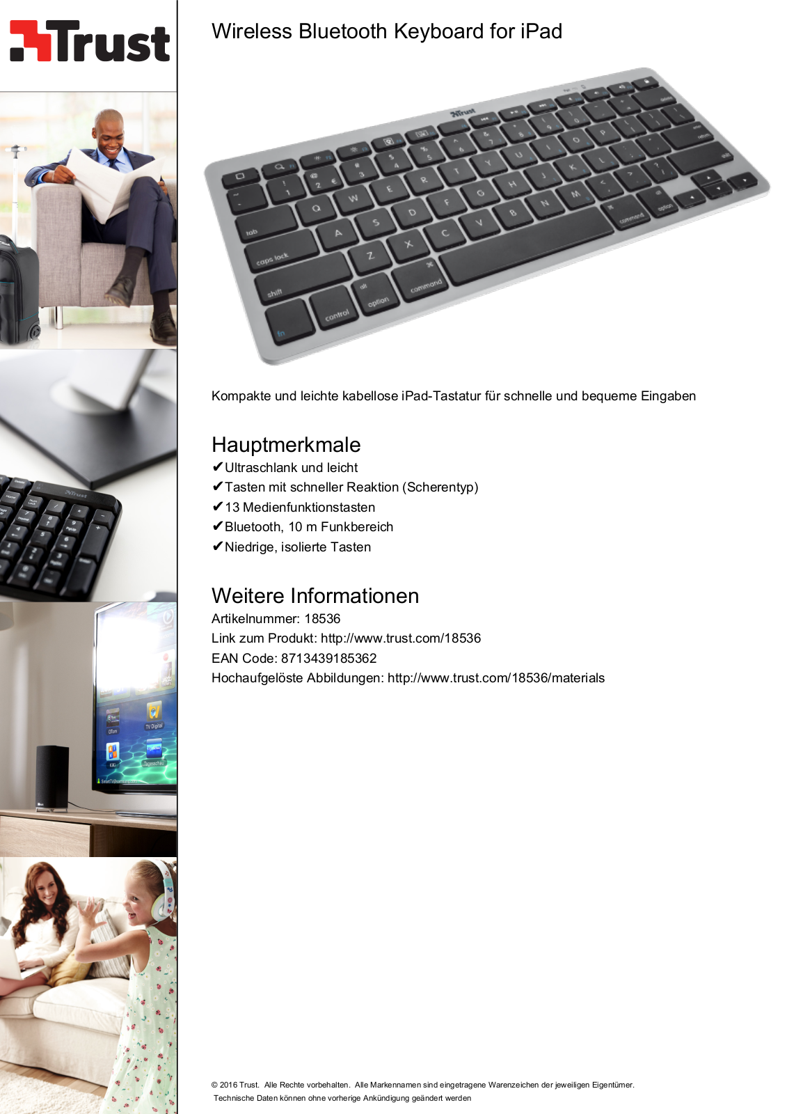 Trust Wireless Bluetooth Keyboard User Manual