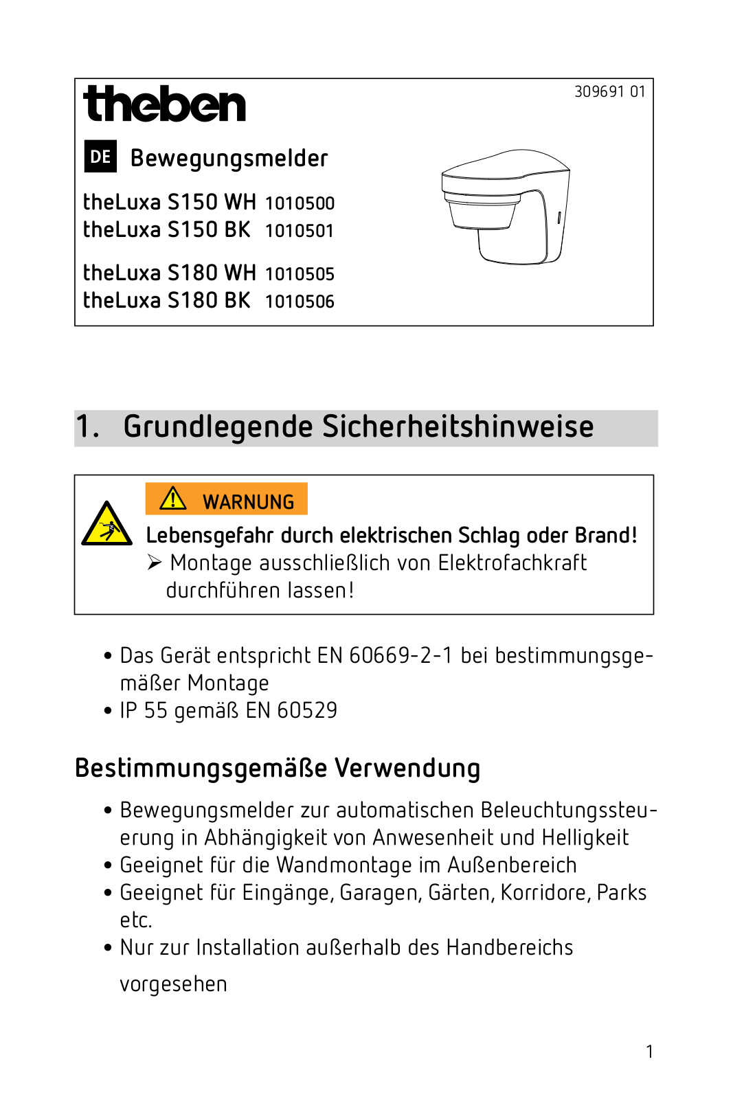 Theben S180 BK, S180 WH, S150 BK, S150 WH User Manual