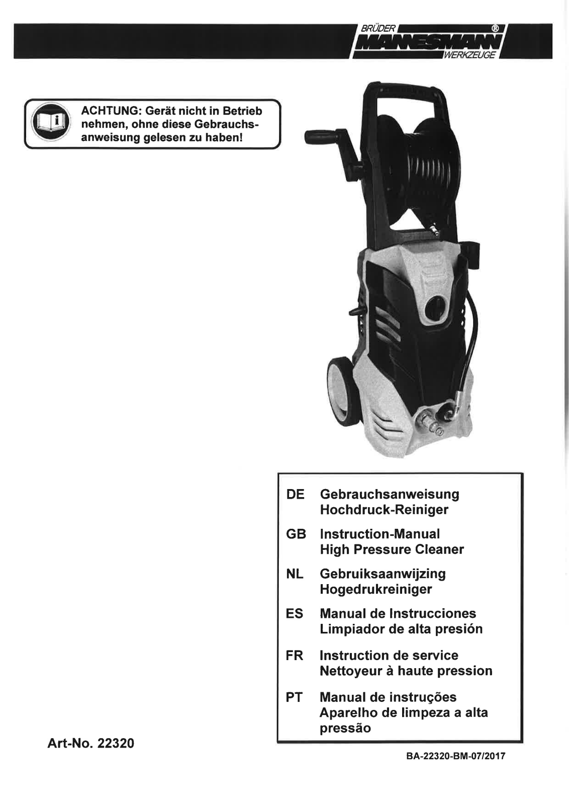 Brüder Mannesmann 22320 Instruction Manual - ManualMachine.com