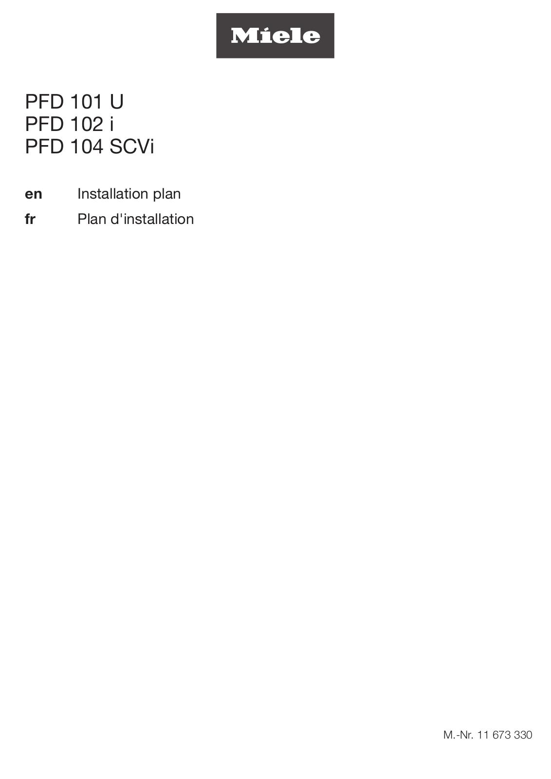 Miele PFD 101 U, PFD 102 i, PFD 104 SCVi Installation diagram