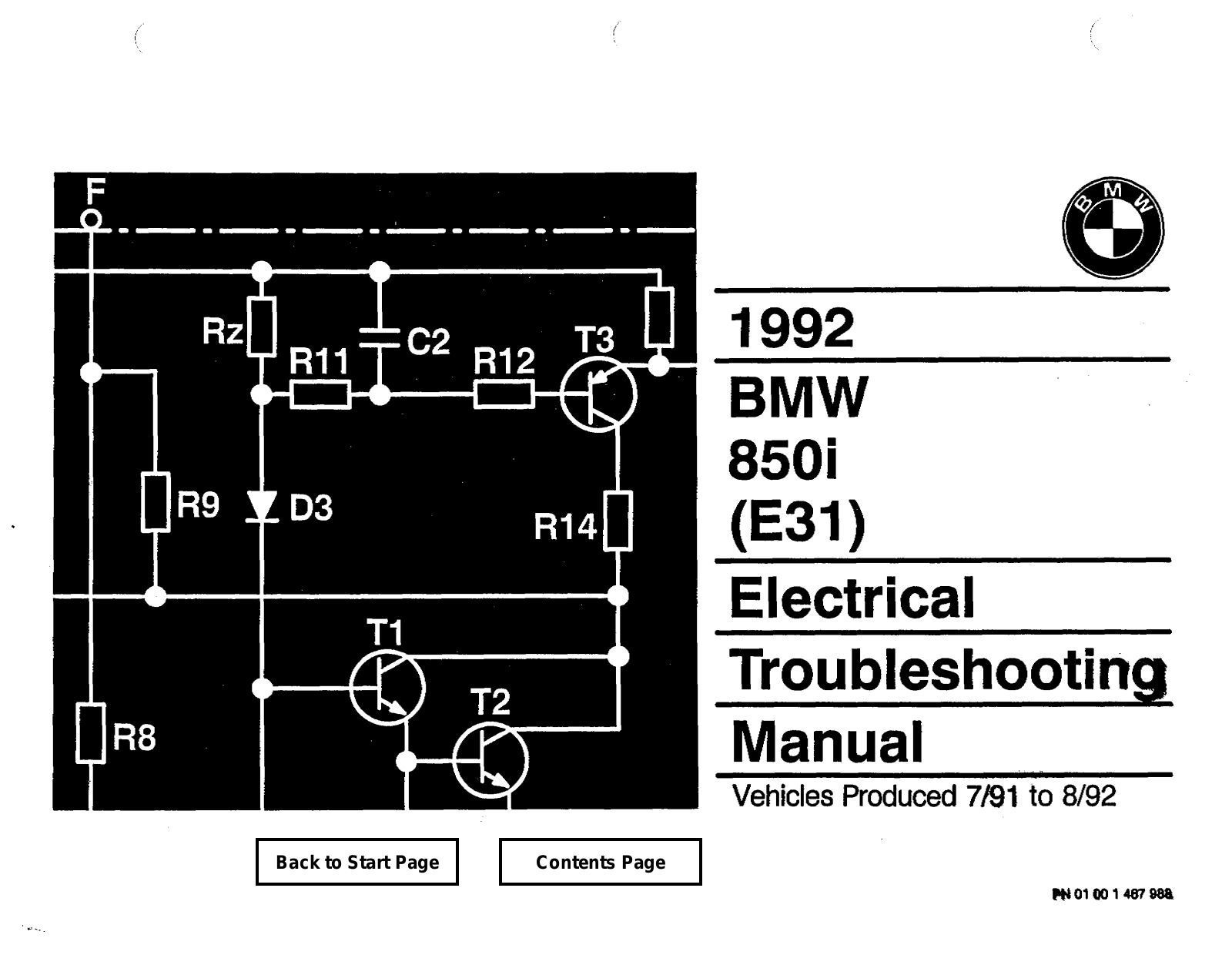 BMW 850i 1992 User Manual