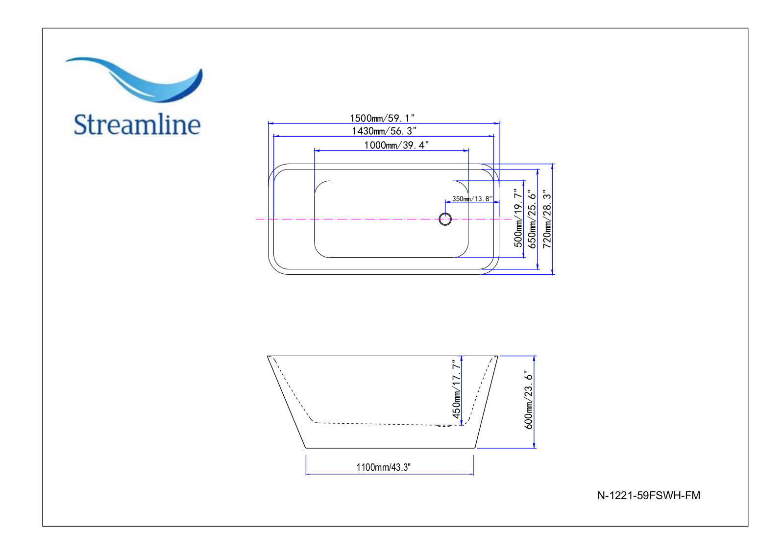 Streamline Bath SLBH3093 Dimensions - ManualMachine.com