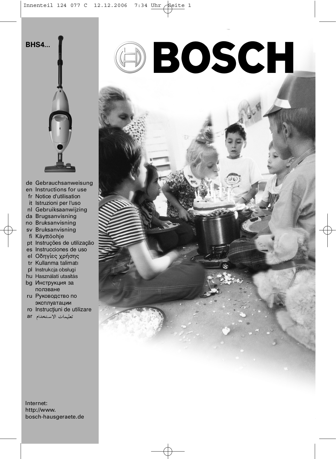 BOSCH BHS4110, BHS41500, BHS41522, BHS41890, BHS41822 User Manual