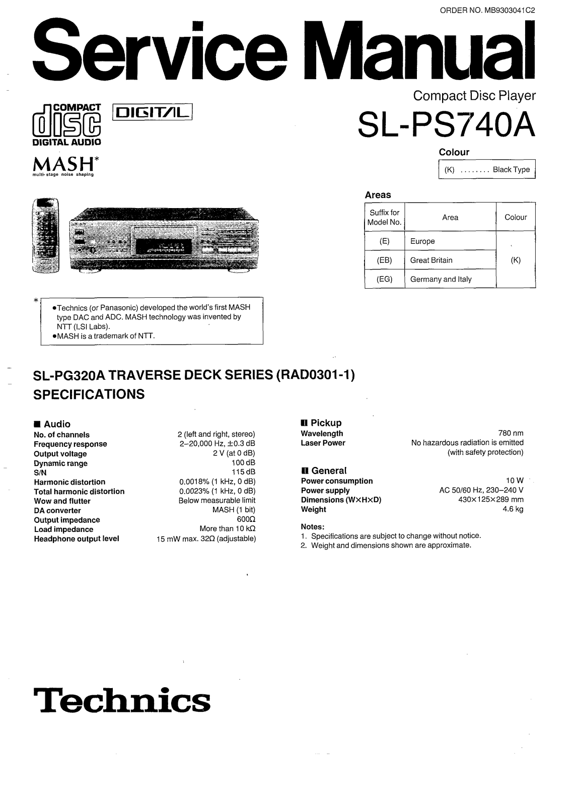 Technics SLPS-740 Service manual